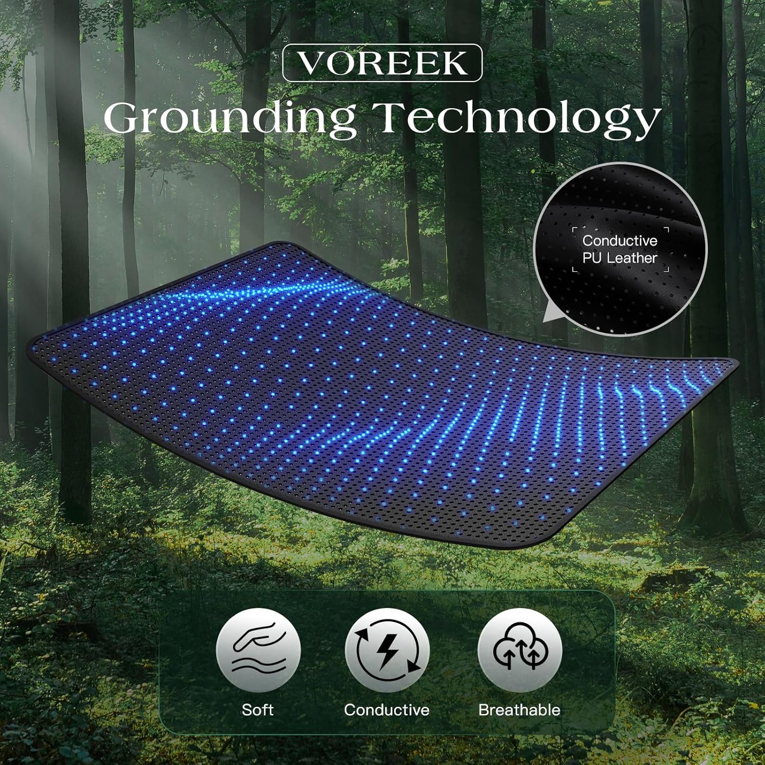 Grounding Mat for Bed, Earth Connected Mattress Cover Grounding Pad Grounded Kit, Grounded Cord Included, Black (Queen 27"x60") - Image 4
