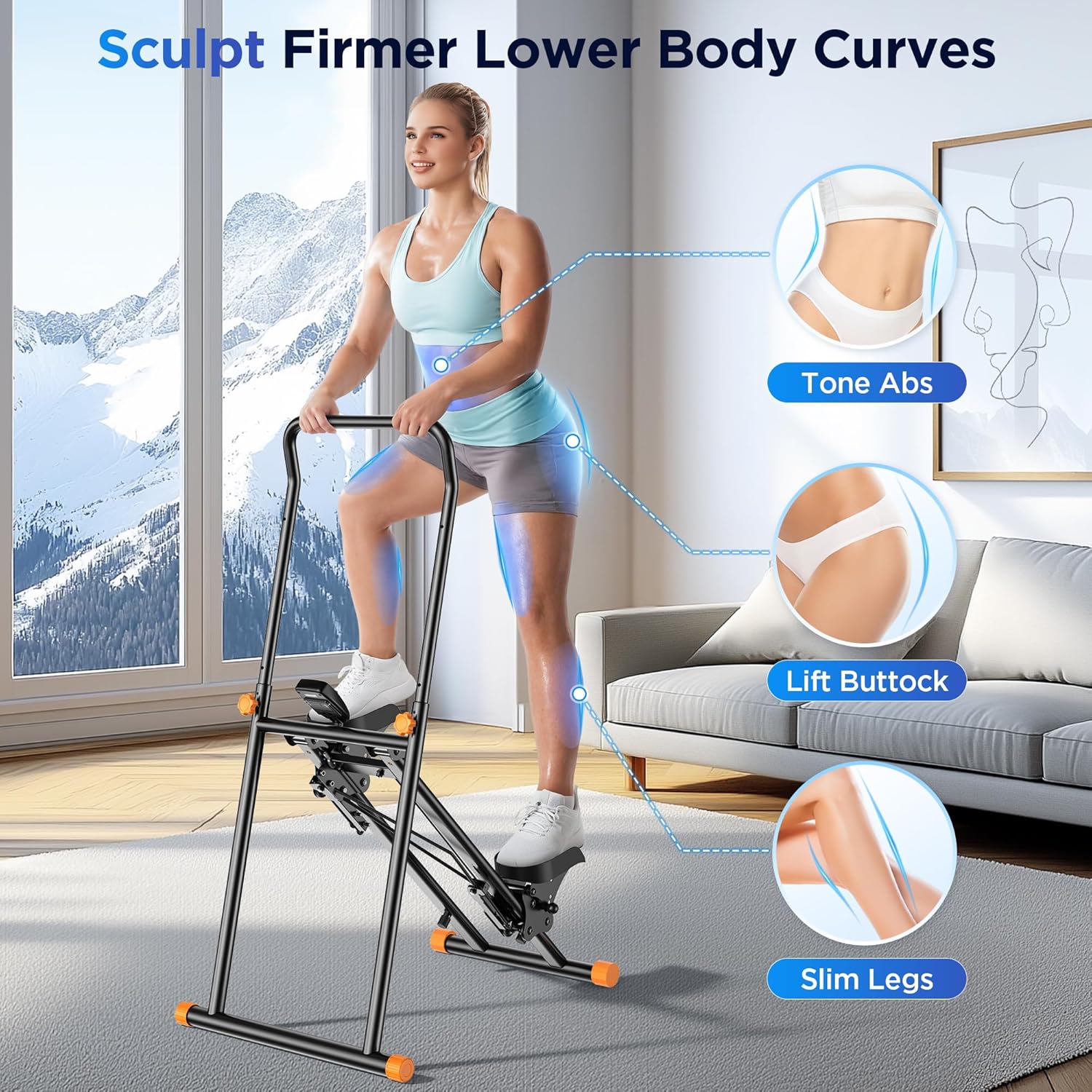 Niceday Stepper Machine for Home, Stair Climber with Extended 18IN Stride Length, Vertical Climber with Adjustable Handlebar & Pedals, Foldable Climber Workout Machine, 300LBS Loading Capacity - Image 3