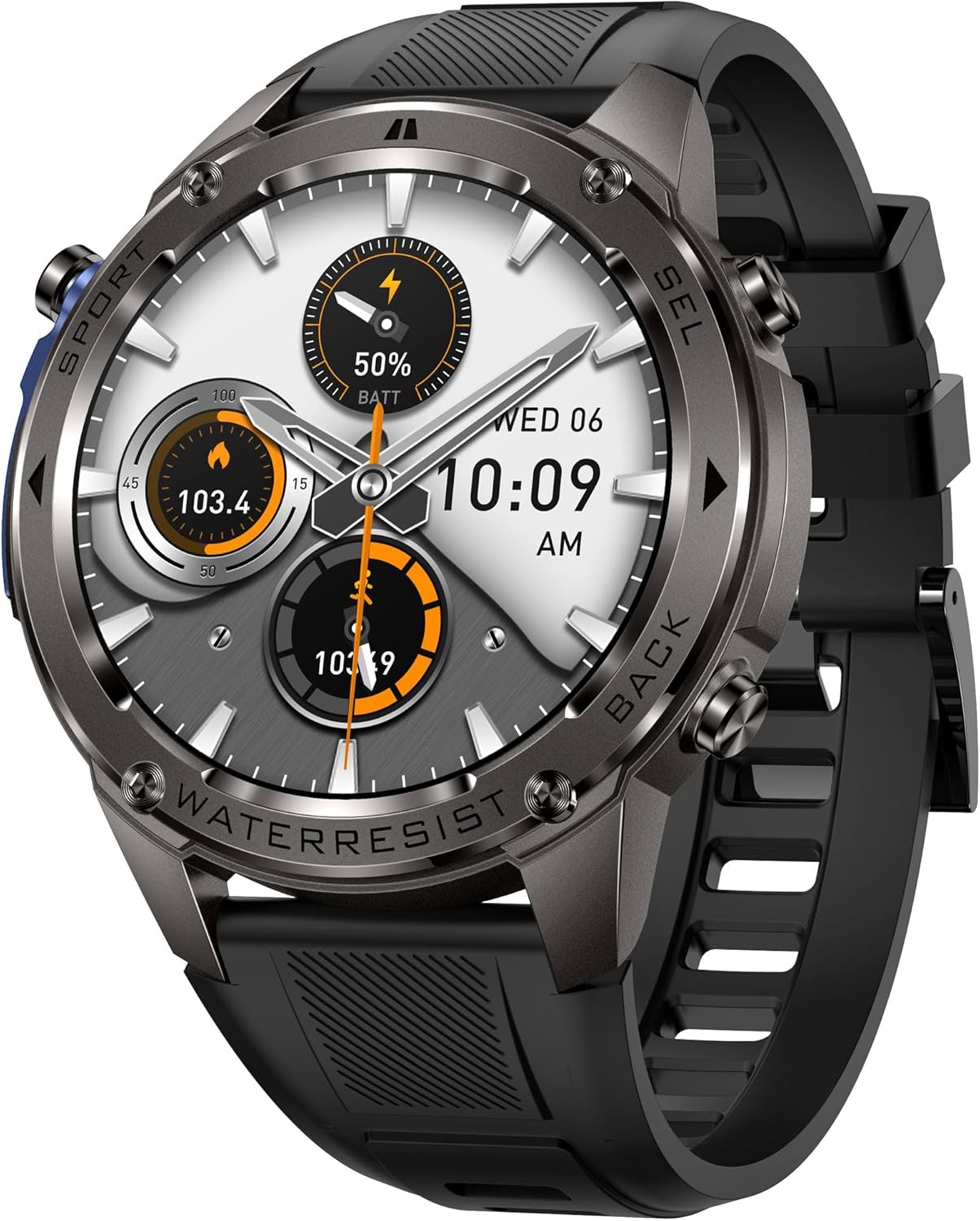 Military Smart Watch for Men GPS 6 Satellite Positioning Compass 164 Feet Water-Resistant for Swimming 500mAh Battery Make Answer Call Rugged Metal Body Smartwatch 1.43" AMOLED Always On Display Watch - Image 12