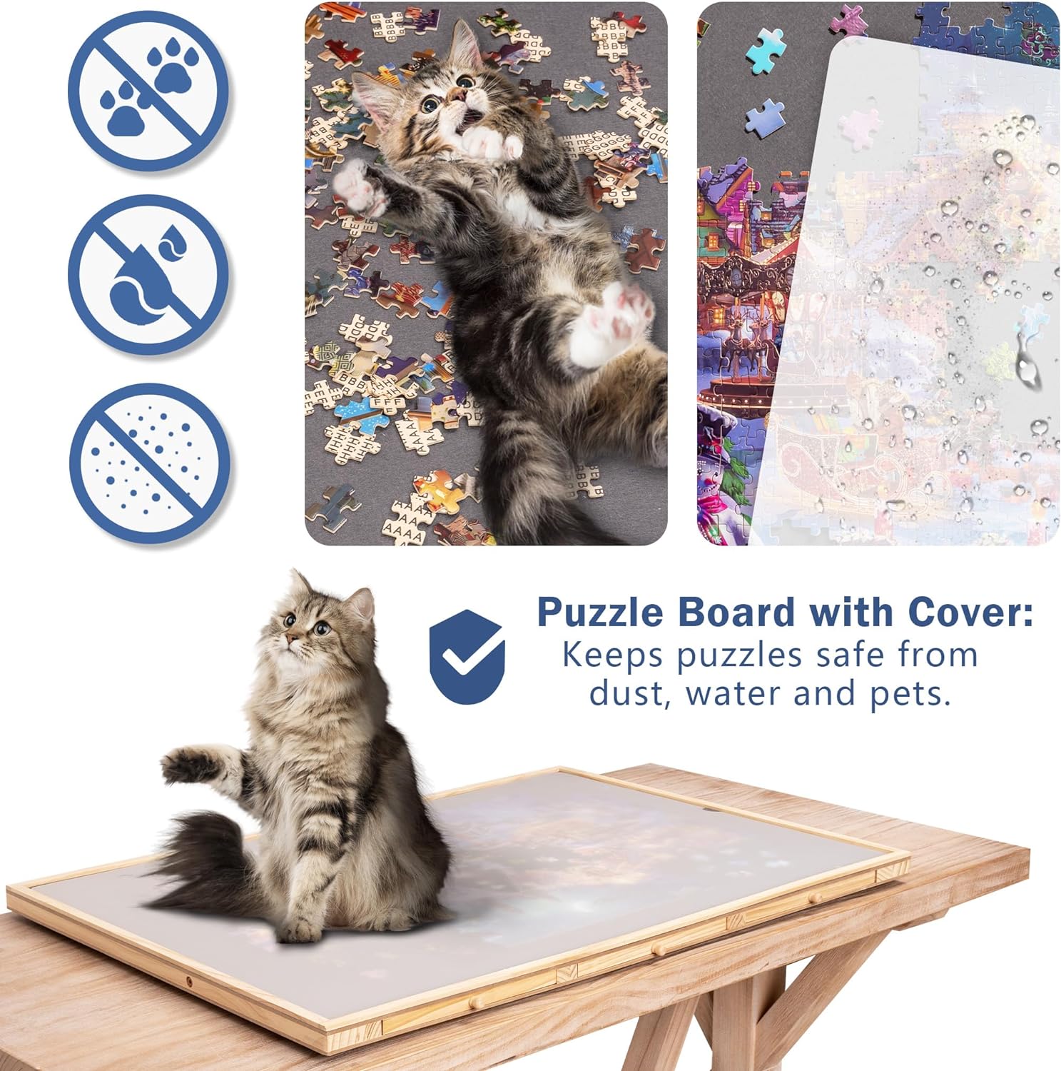 Lavievert 2-in-1 Tilting & Rotating Puzzle Board with 6 Colored Drawers & Cover, Portable Jigsaw Puzzle Table for Adults, Wooden Swivel Puzzle Plateau with Non-Slip Tabletop for Up to 1500 Pieces - Image 6