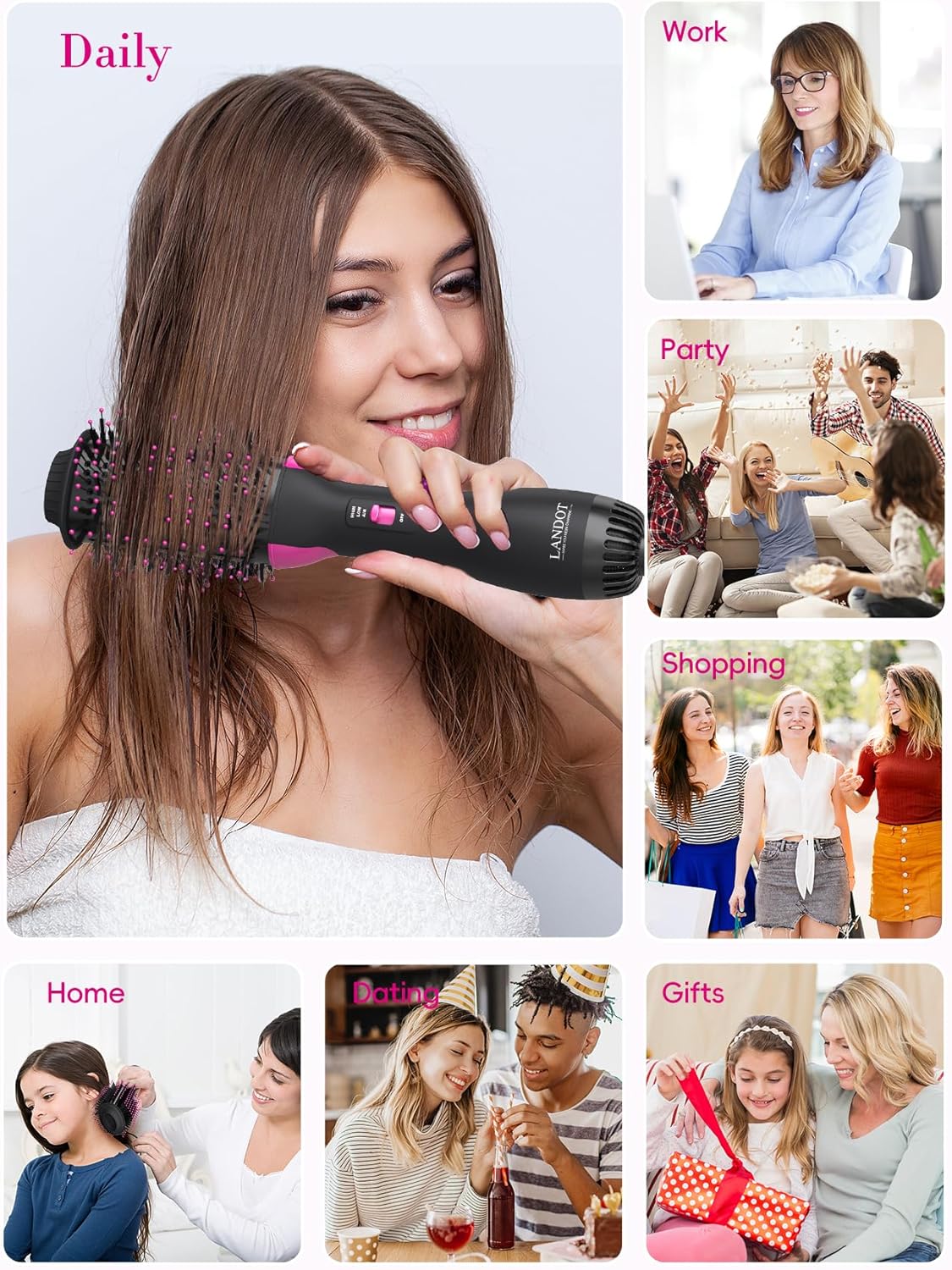 Hair Dryer Brush Blow Dryer Brush in One - One-Step Hot Air Brush with 60 mm Oval Barrel - 4 in 1 HairDryer Styler and Volumizer for Drying Straightening Curling Volumizing Hair - Image 6