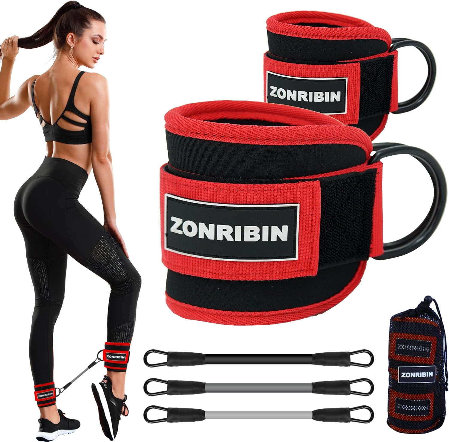 Ankle Resistance Bands,Ankle Resistance Bands with Cuffs,Ankle Strap for Cable Machines and Resistance Bands, Glute Workouts - Kickbacks, Leg Extensions, Hip Abductors - Image 2