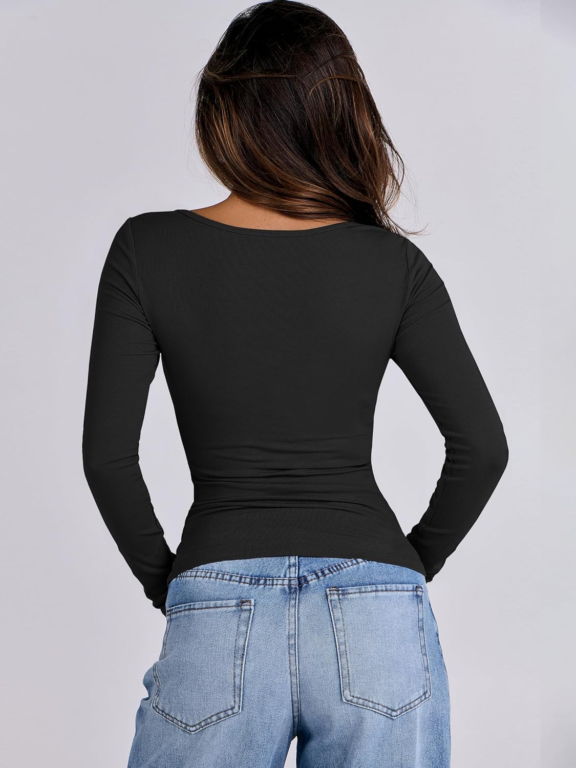 ANRABESS Womens Cutout Tops Trendy Sexy Long Sleeve Shirts Ribbed Slim Fit Tee 2024 Fall Fashion Going Out Tshirts Clothes - Image 6
