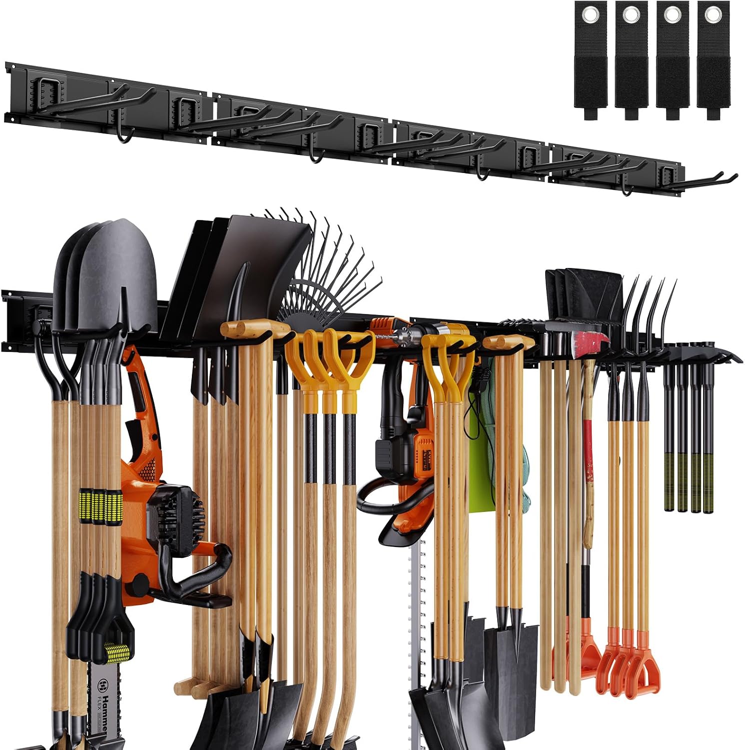 Garage Tool Organizer Wall Mounted, 64 Inches Adjustable Garden Tool Organizer Rack, 20 Pcs Heavy Duty Yard Tool Organizer Hold Up to 900lbs - Image 2