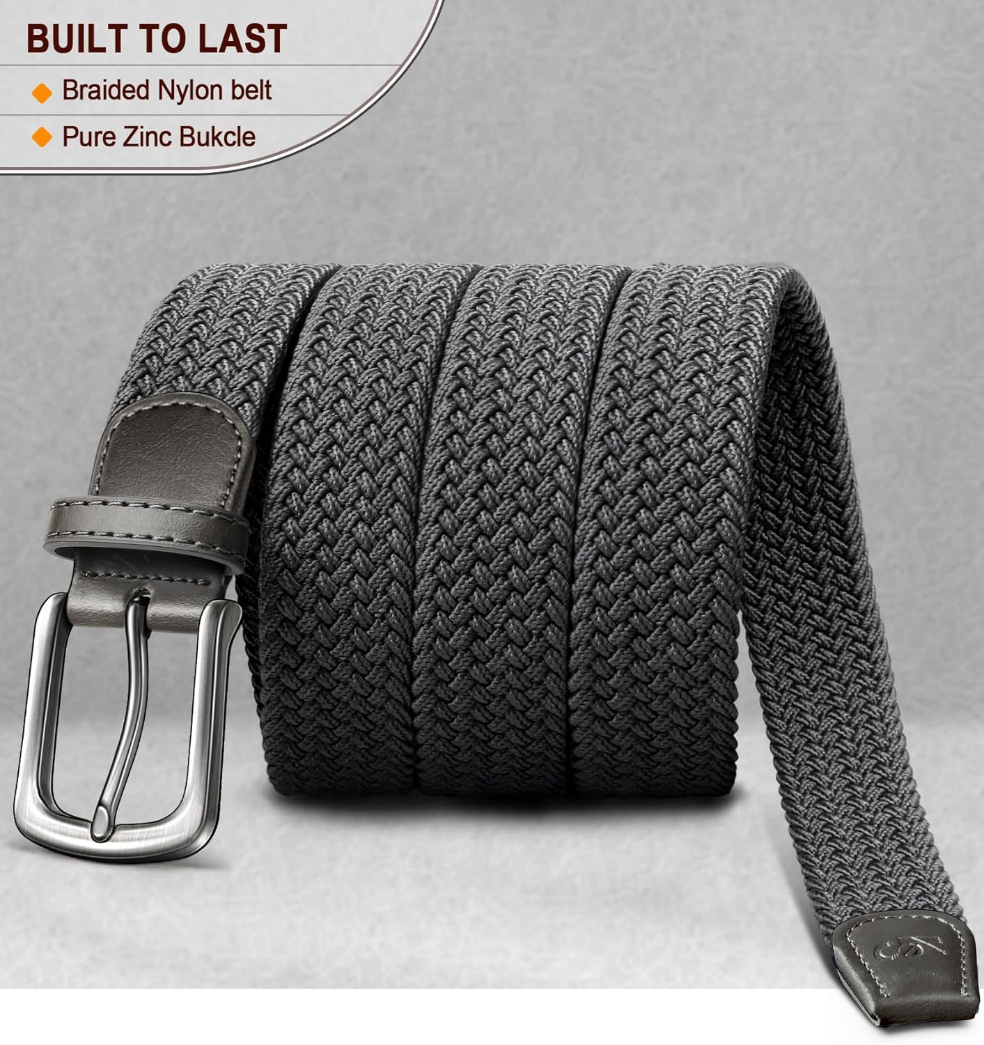 KEMISANT Men Belt-Stretch Woven Braided Belt For Gift Men Golf Casual Jeans Dresses with Nylon Canvas 1 3/8" - Image 3