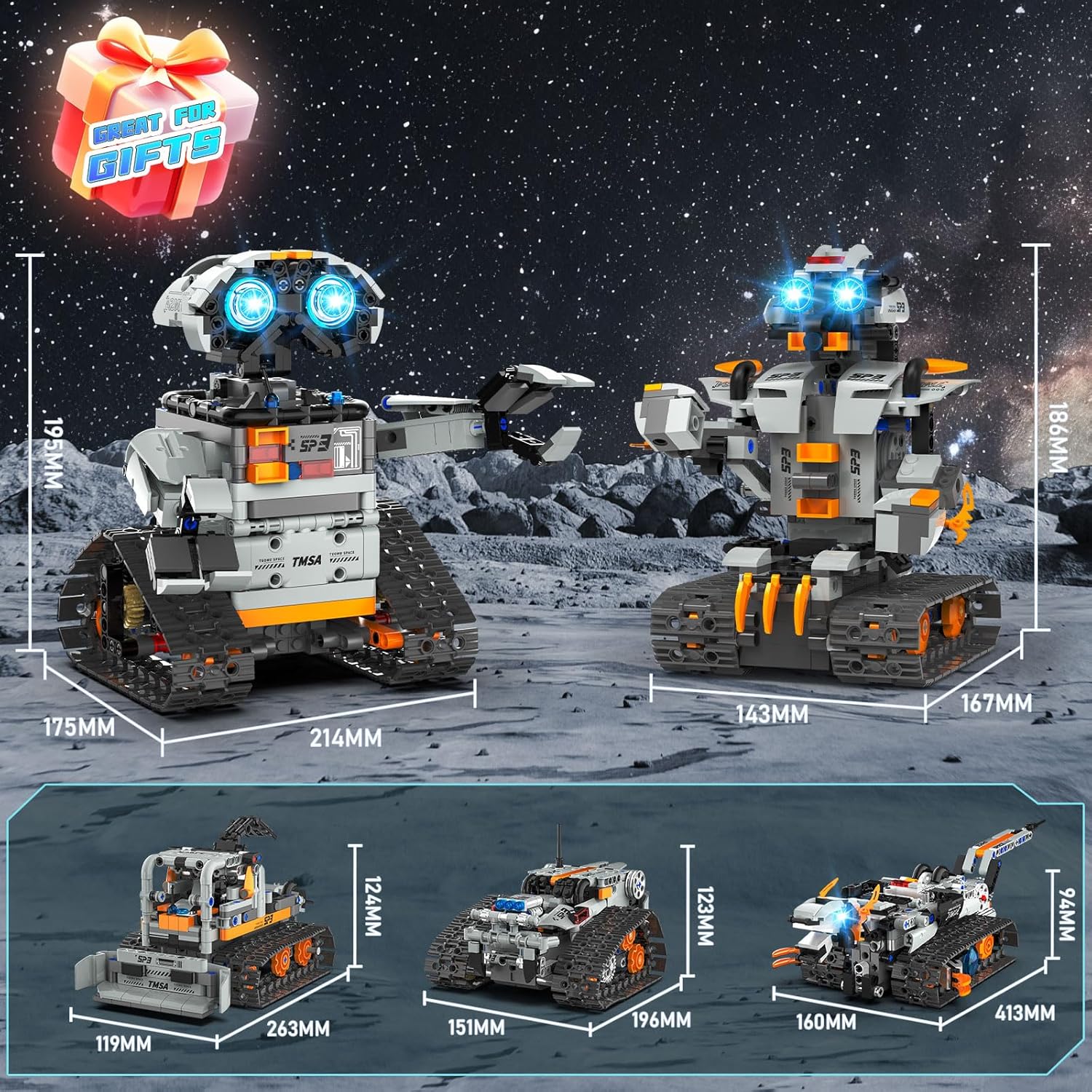 5in1 STEM Robot Building Kit for Kids 6-14+, APP & Remote Control STEM Robot Dinosaur Car Building Toys for Kid Science Learning, 688 Pcs DIY Building Blocks Set, Boys Girls Birthday Xmas Gifts Ideas - Image 8