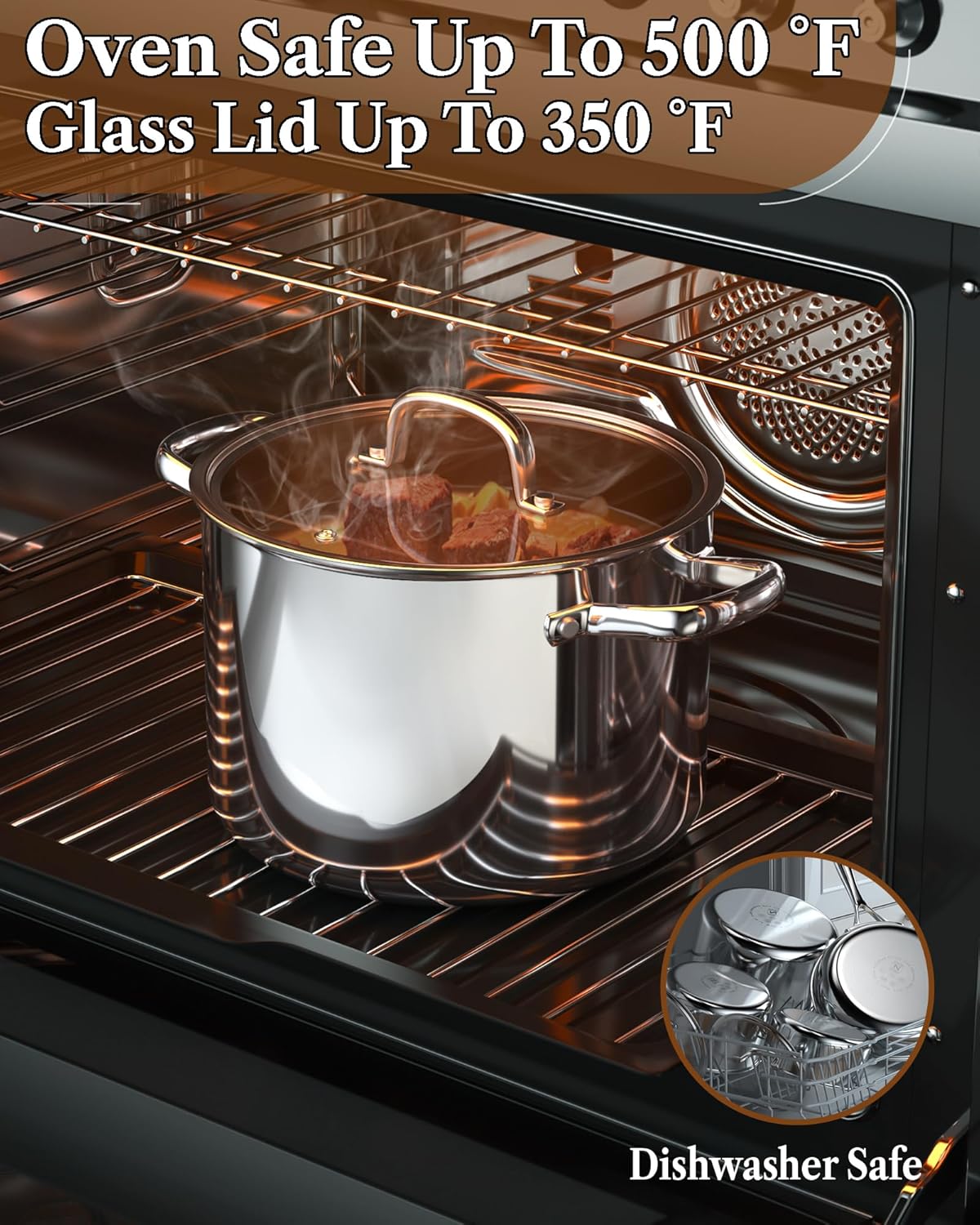 Cook N Home 7-Piece Tri-Ply Clad Stainless Steel Cookware Set, Pots and Pans Kitchen Set with Tempered Glass Lids, Induction-Ready, Dishwasher-Safe, Silver - Image 8