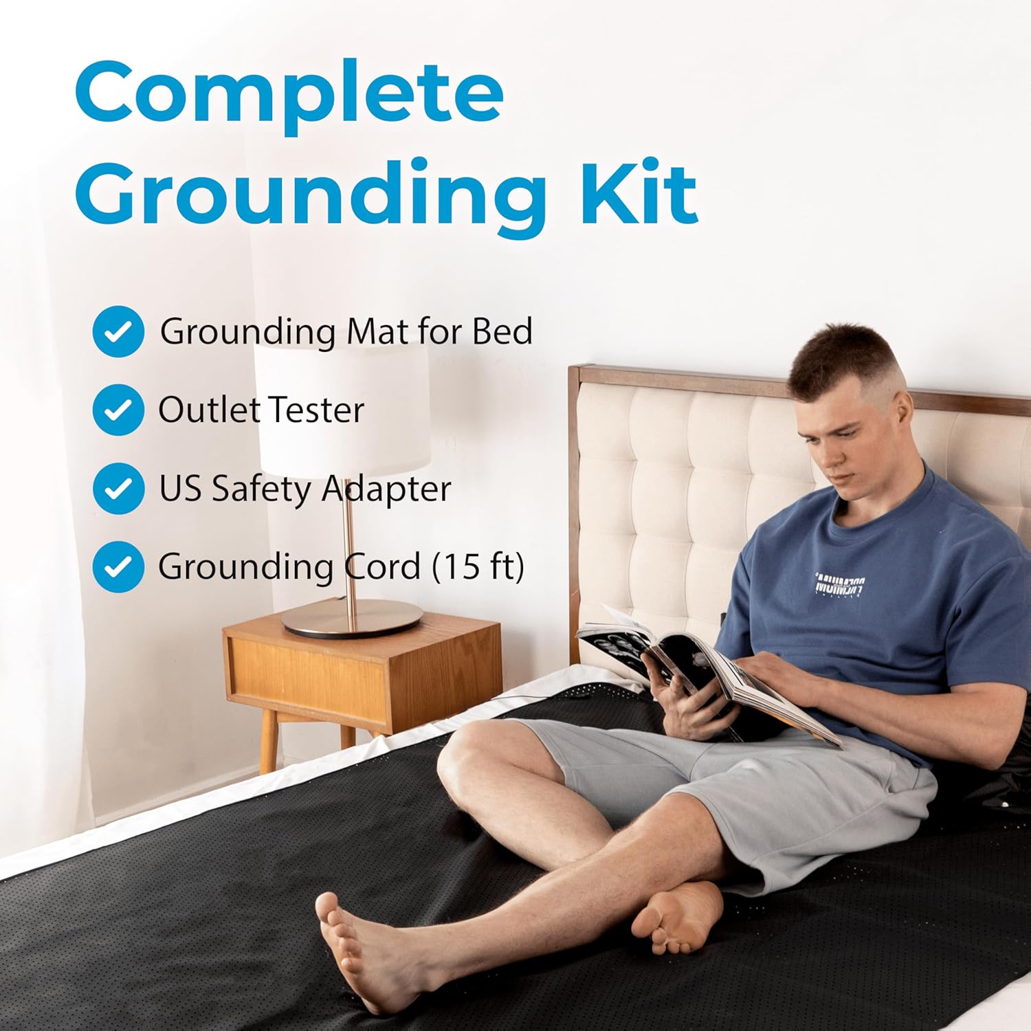 Earth Grounding Mat for Sleeping (54x74in), Full Body Grounding Mattress Cover for Stress and Inflammation, Fits Queen Size Bed, Includes 15 Feet Cord and Outlet Tester - Image 8