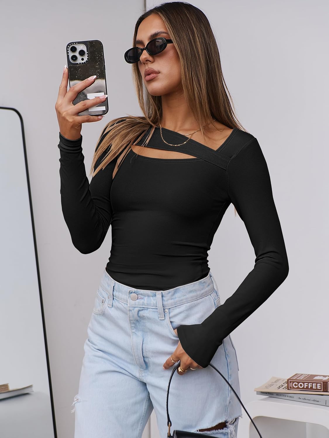 ANRABESS Womens Cutout Tops Trendy Sexy Long Sleeve Shirts Ribbed Slim Fit Tee 2024 Fall Fashion Going Out Tshirts Clothes - Image 7