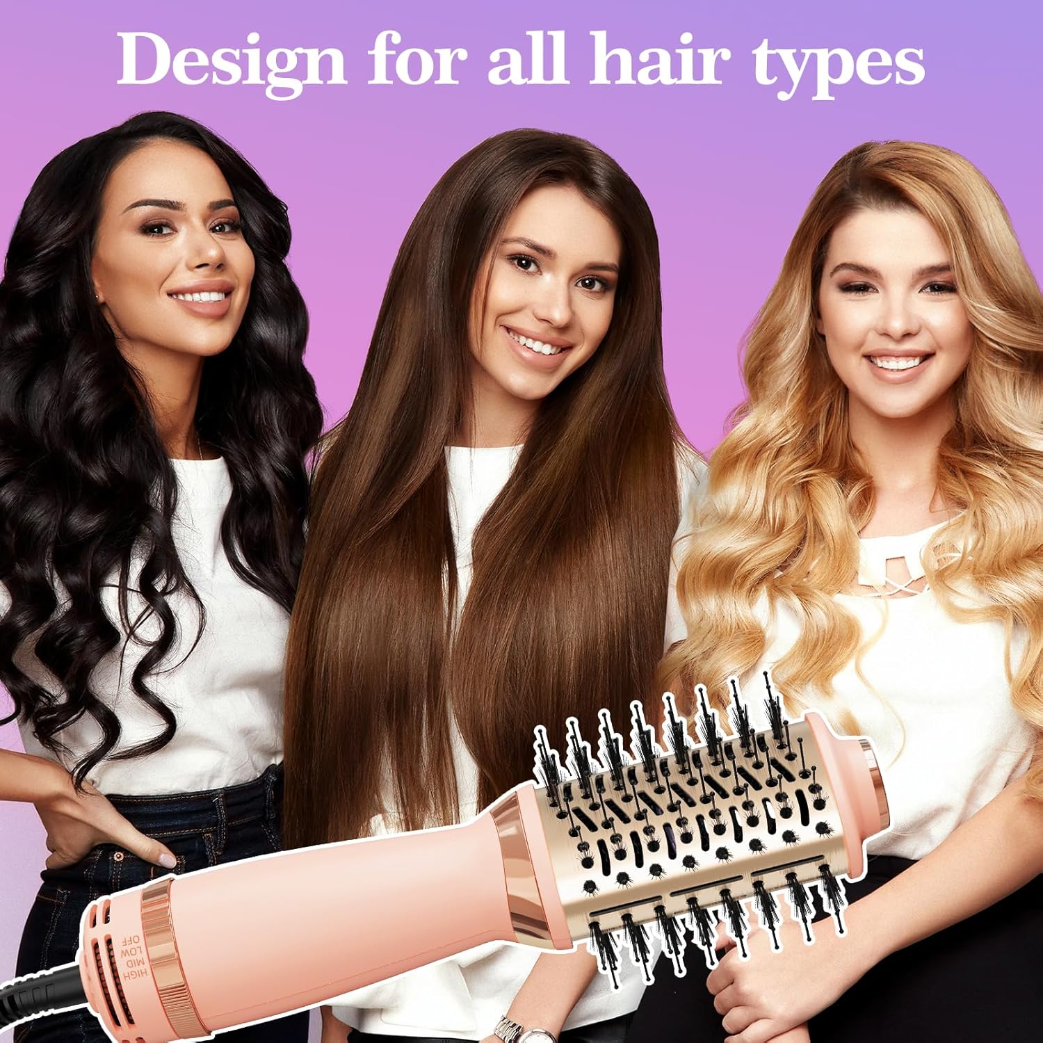 Hair Dryer Brush Blow Dryer Brush in One, 4-in-1 Hair Dryer Brush Blow Dryer with Oval Barrel, Mini Hot Air Brush for All Hair Types(Pink) - Image 8
