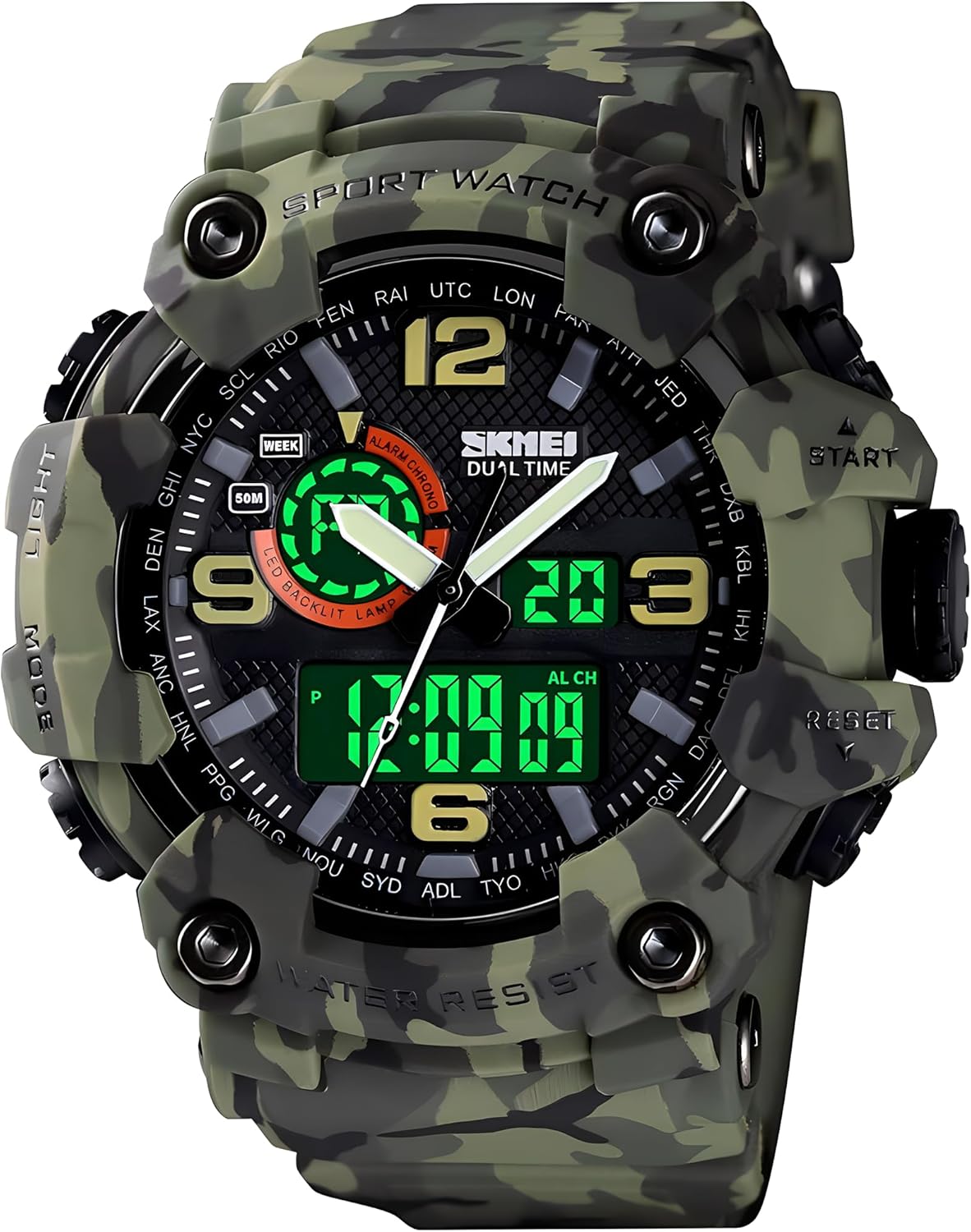 Gosasa Men's Large Face Outdoor Sports Watches Military S-Shock Watch Waterproof, Backlight, Alarm, Stopwatch Features - Rugged Wristwatch for Training, Hiking, and Adventure - Image 2