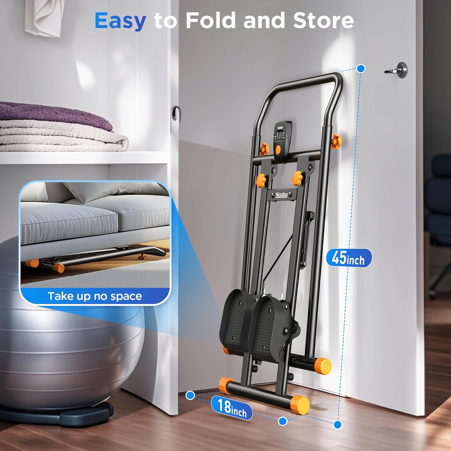 Niceday Stepper Machine for Home, Stair Climber with Extended 18IN Stride Length, Vertical Climber with Adjustable Handlebar & Pedals, Foldable Climber Workout Machine, 300LBS Loading Capacity - Image 7