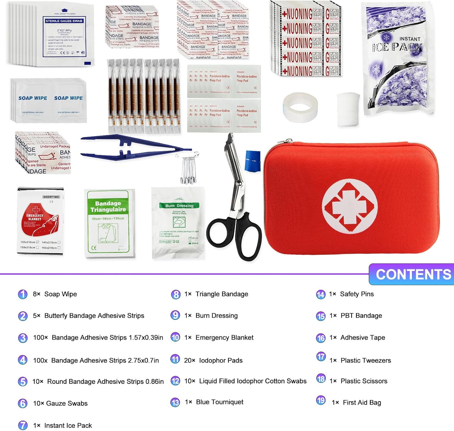 Car First Aid Kits 275Pcs Survival Gear Home Travel Size Small Emergency Kit Tactical Hiking EVA Camping Essentials Backpack Sports Office Boat Urgent Accident - Image 3