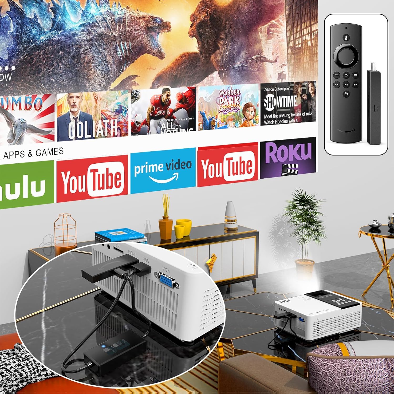TMY 5G WiFi Projector with Bluetooth 5.1, 9500 Lumens HD Movie Projector, 1080P Supported Mini Projector (white) - Image 7