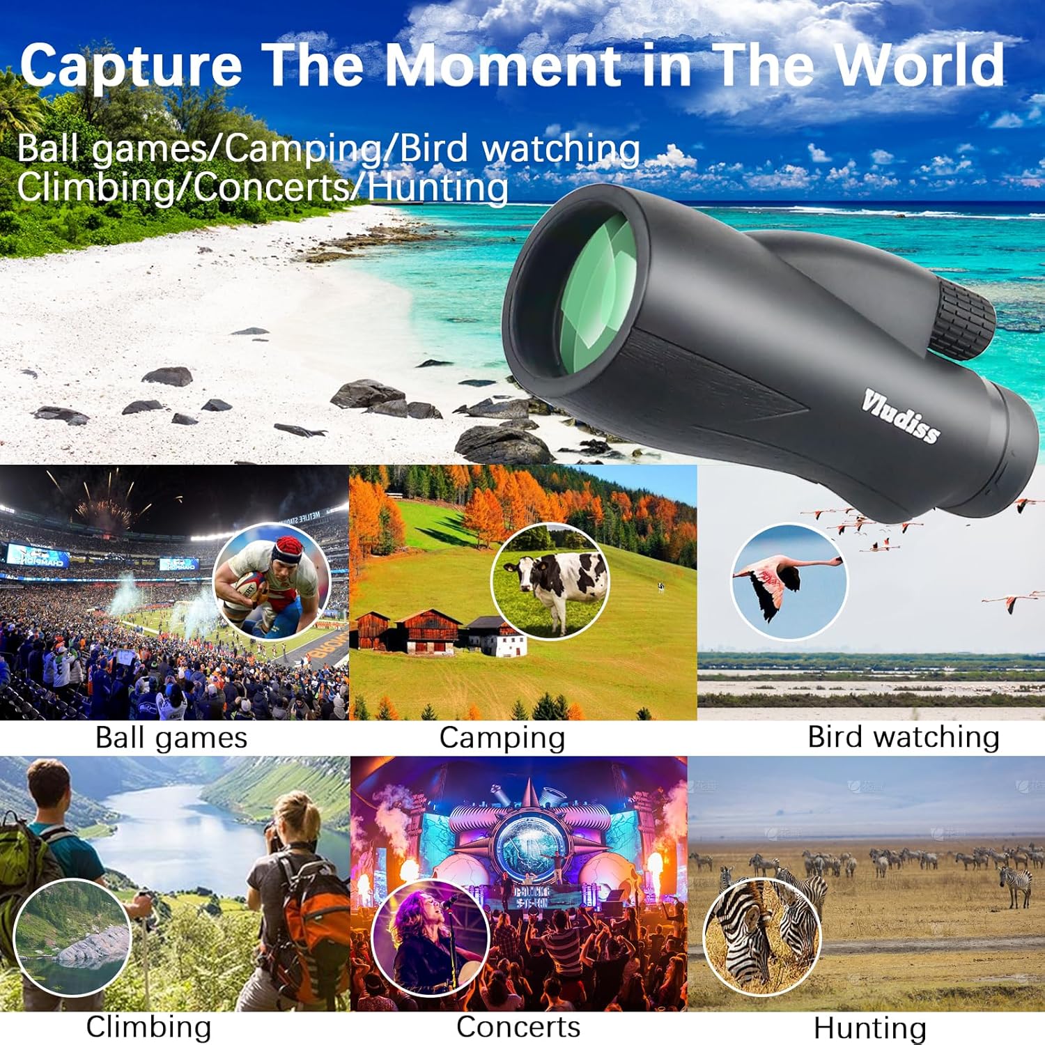 12X60 High-Power Monocular Telescope with Smartphone Holder and Tripod, Large Vision with BAK-4 Prism and FMC Lens Suitable for Bird Watching Hunting Hiking Camping Wildlife - Image 8