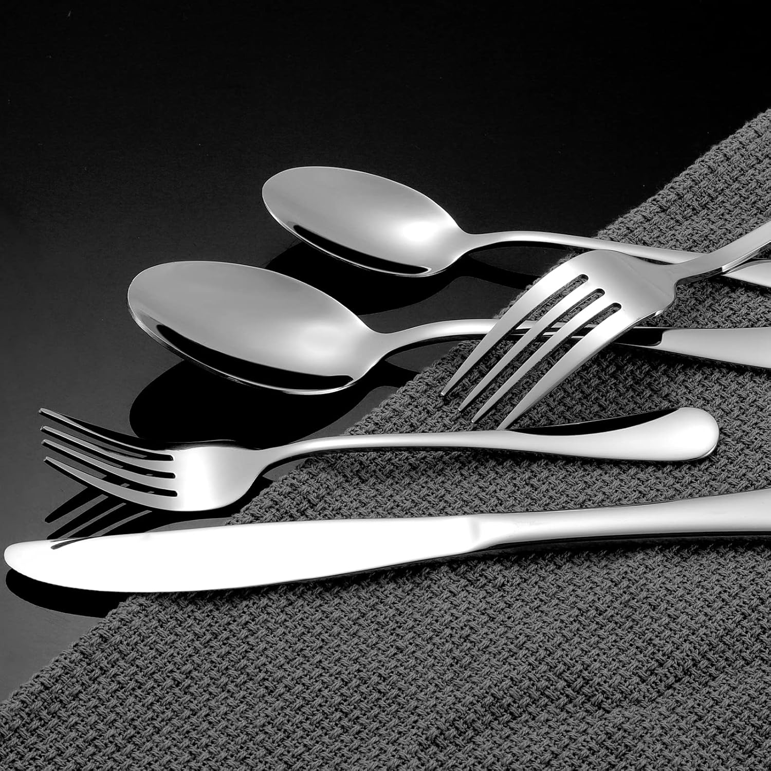 Silverware Set, 40 Piece Stainless Steel Cutlery Sets for 8, Heavy Duty Flatware, Mirror Polished Forks Spoons and Knives Set, Reusable Utensils for Home Kitchen, Dishwasher Safe - Image 10