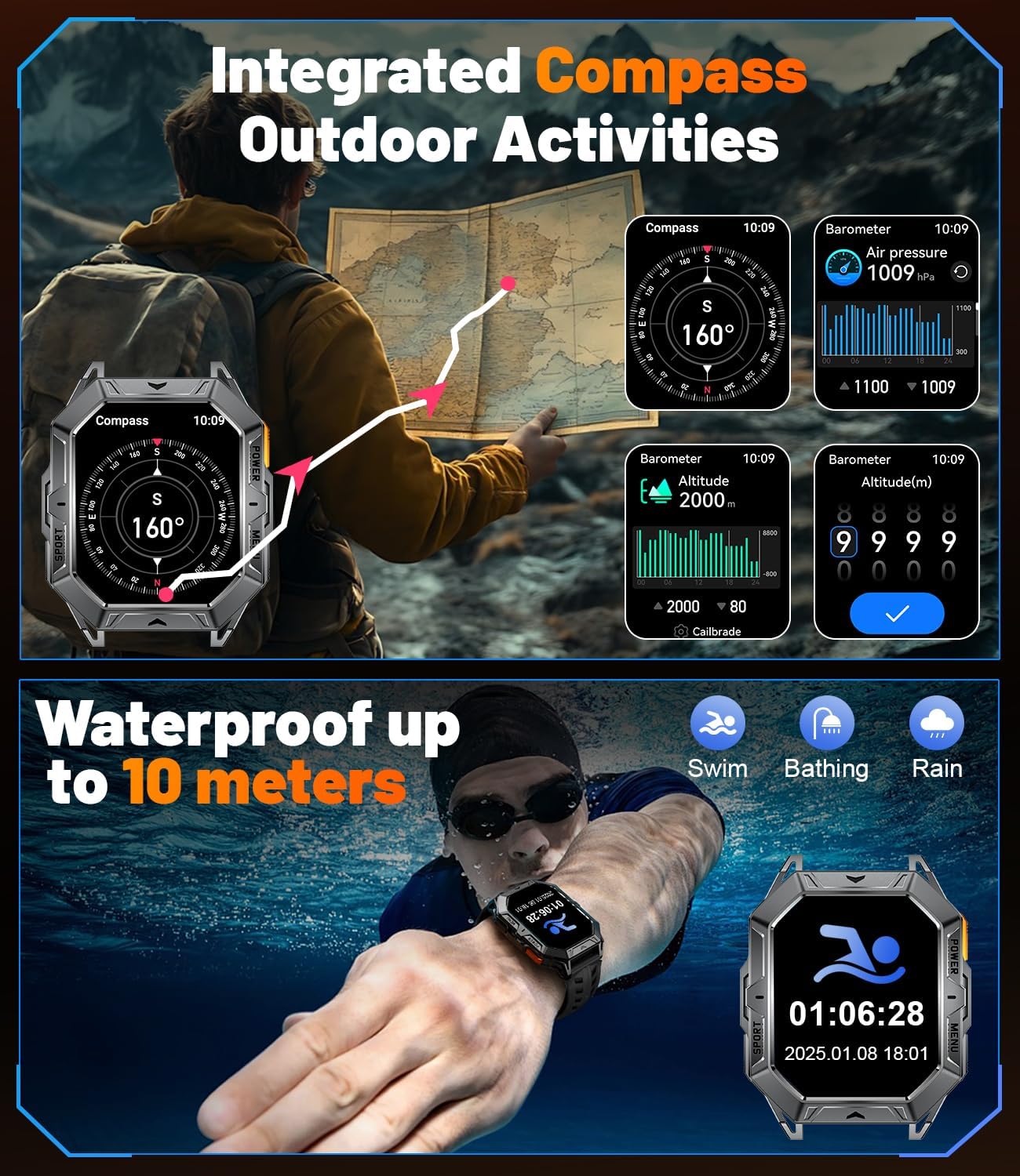 Smart Watches for Men with 100+Day Standbytime(1000mAh, Smart Watch with 2.13" AMOLED, Make/Answer Call, 110 Sports Modes, Military Waterproof, Sleep Monitor, iOS Android Fitness Tracker - Image 8