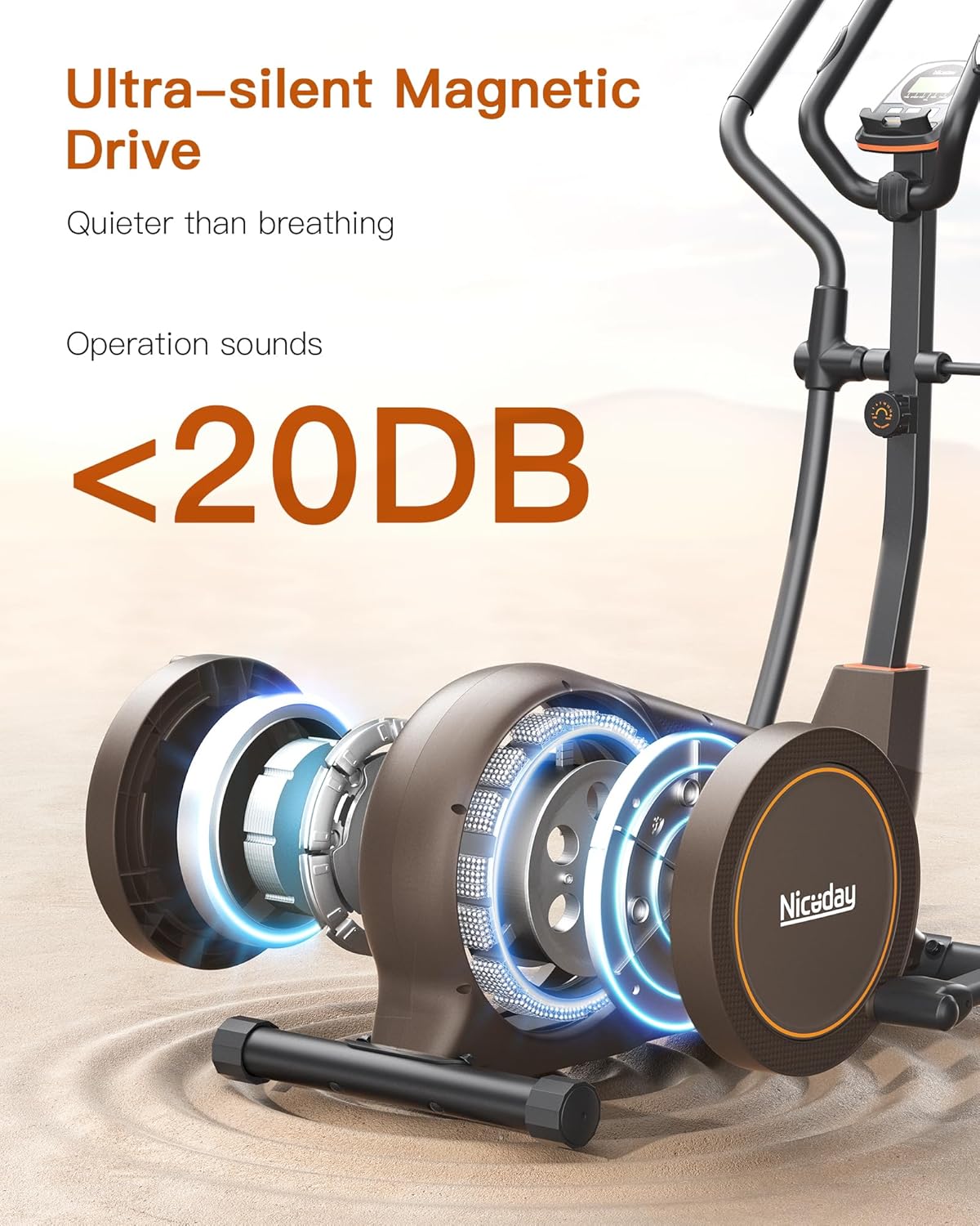 Niceday Elliptical Machine, Elliptical Exercise Machine for Home with Hyper-Quiet Magnetic Driving System, Elliptical Trainer with 15.5IN-18IN Stride, 16 Resistance Levels, 400LBS Loading Capacity - Image 4