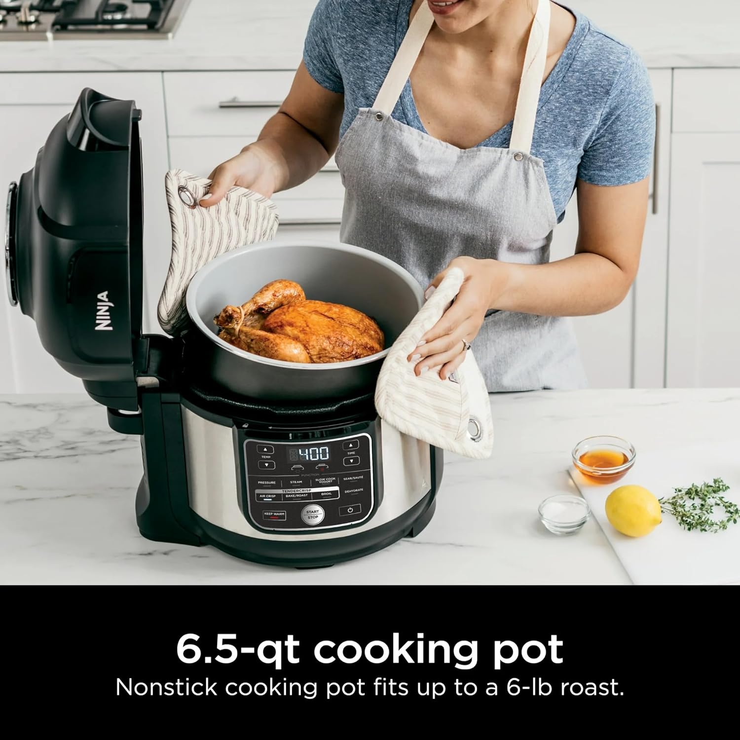 Ninja Foodi 10-in-1 Pro Pressure Cooker & Air Fryer, 6.5-Qt Multicooker with TenderCrisp Technology, Stainless Steel OS300, Nonstick, PTFE/PFOA-Free, Dishwasher Safe, Family Meals, Roast, Dehydrate - Image 4