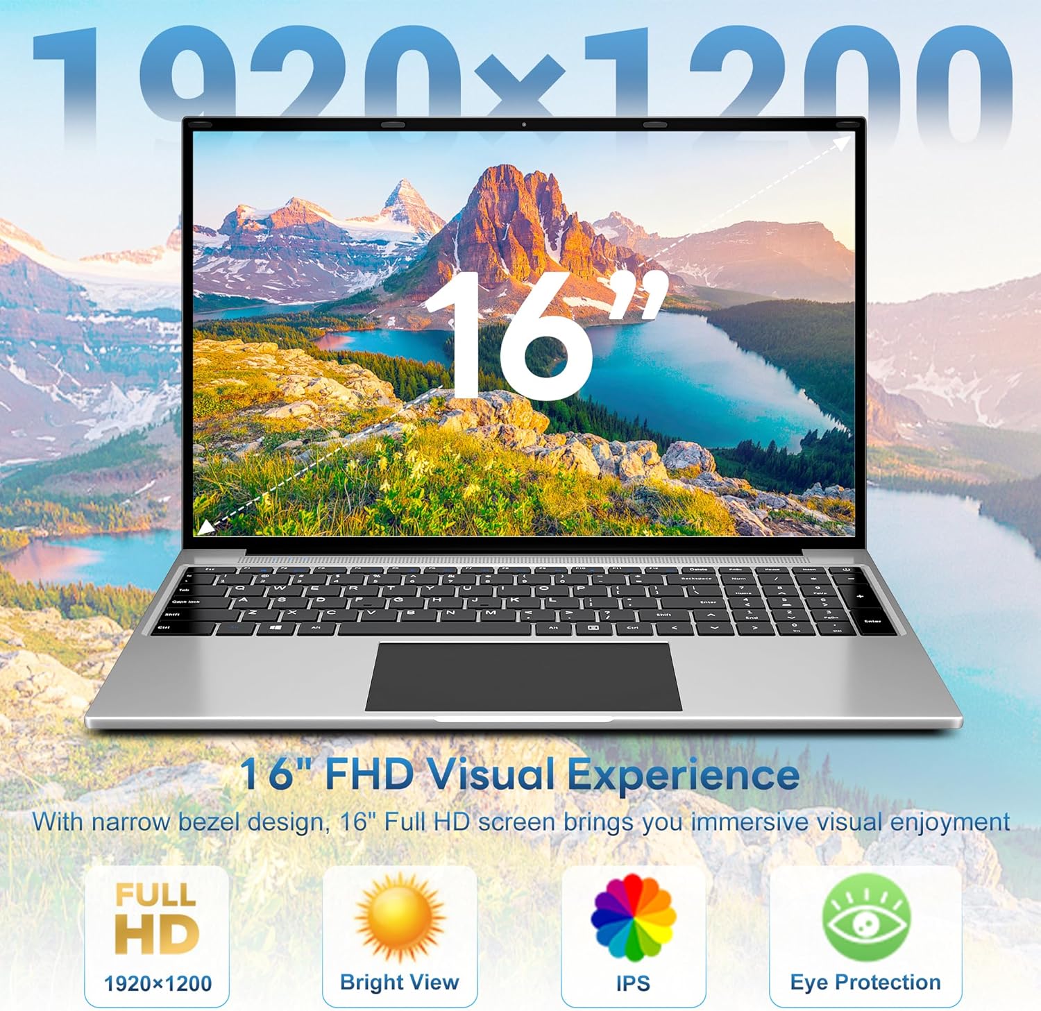 jumper Laptop, Office 365, 16GB RAM 1152GB Storage, 16 Inch Laptops, Laptop Computer with FHD Display(1920x1200), N95 CPU(Up to 3.4GHz), 38WH Battery, 2.4G+5G WiFi, BT4.0, 2 Speakers, Numeric Keypad. - Image 5
