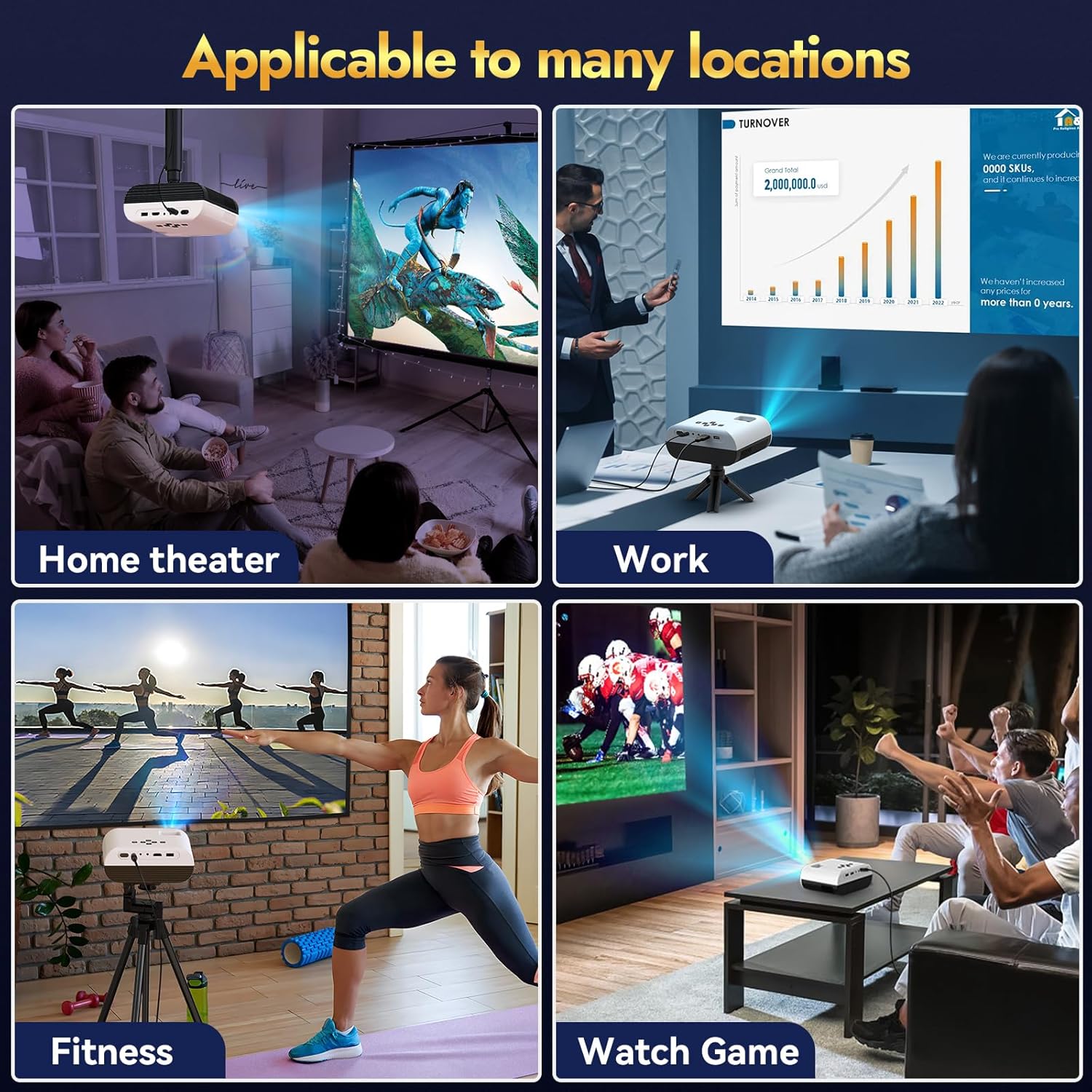Upgraded 5G Wifi Bluetooth Projector, Native 1080P Video Projector, Portable Outdoor Projector with Screen, Home Theater Mini Projector Compatible with HDMI/USB - Image 7