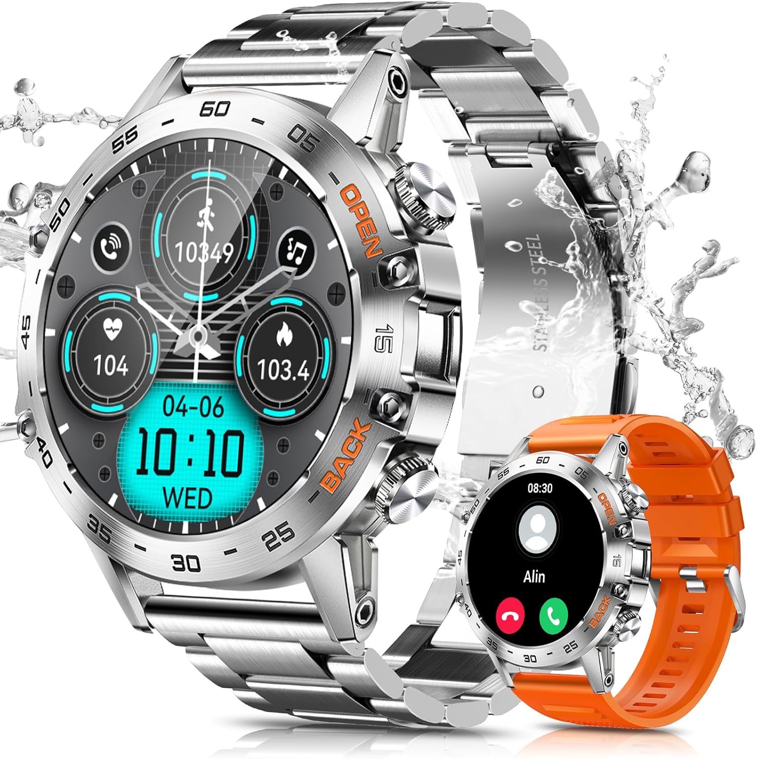 Military Smart Watches for Men(Answer/Make Call), Tactical Smartwatch for Android iOS, 400mAh Battery/Sports Tracking/Health/Sleep Monitoring - Image 2