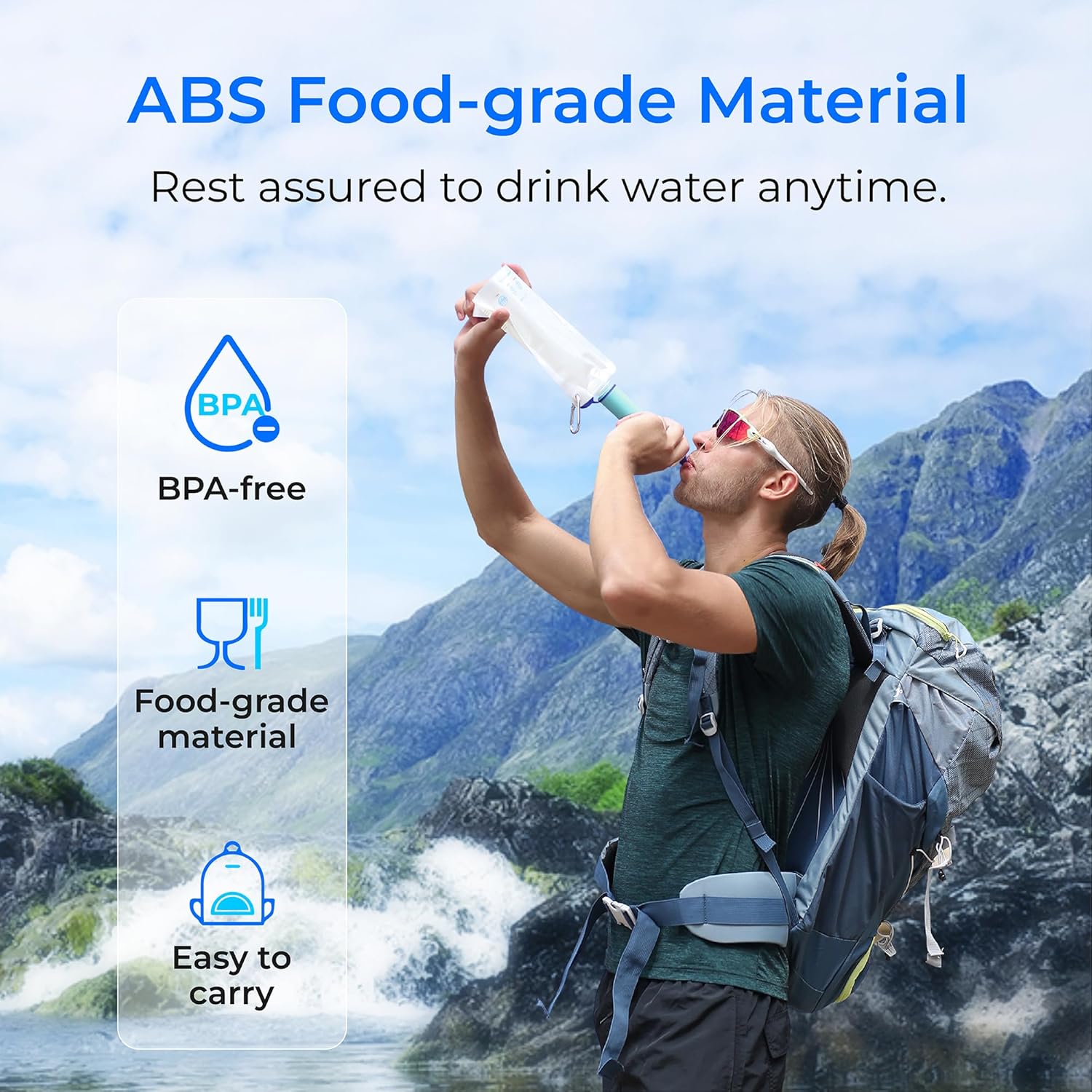 Waterdrop Water Filter Straw, Water Purifier Survival for Camping, Travel, Backpacking and Emergency Preparedness, Water Filtration System Survival, 3 Pack, Light Blue - Image 7