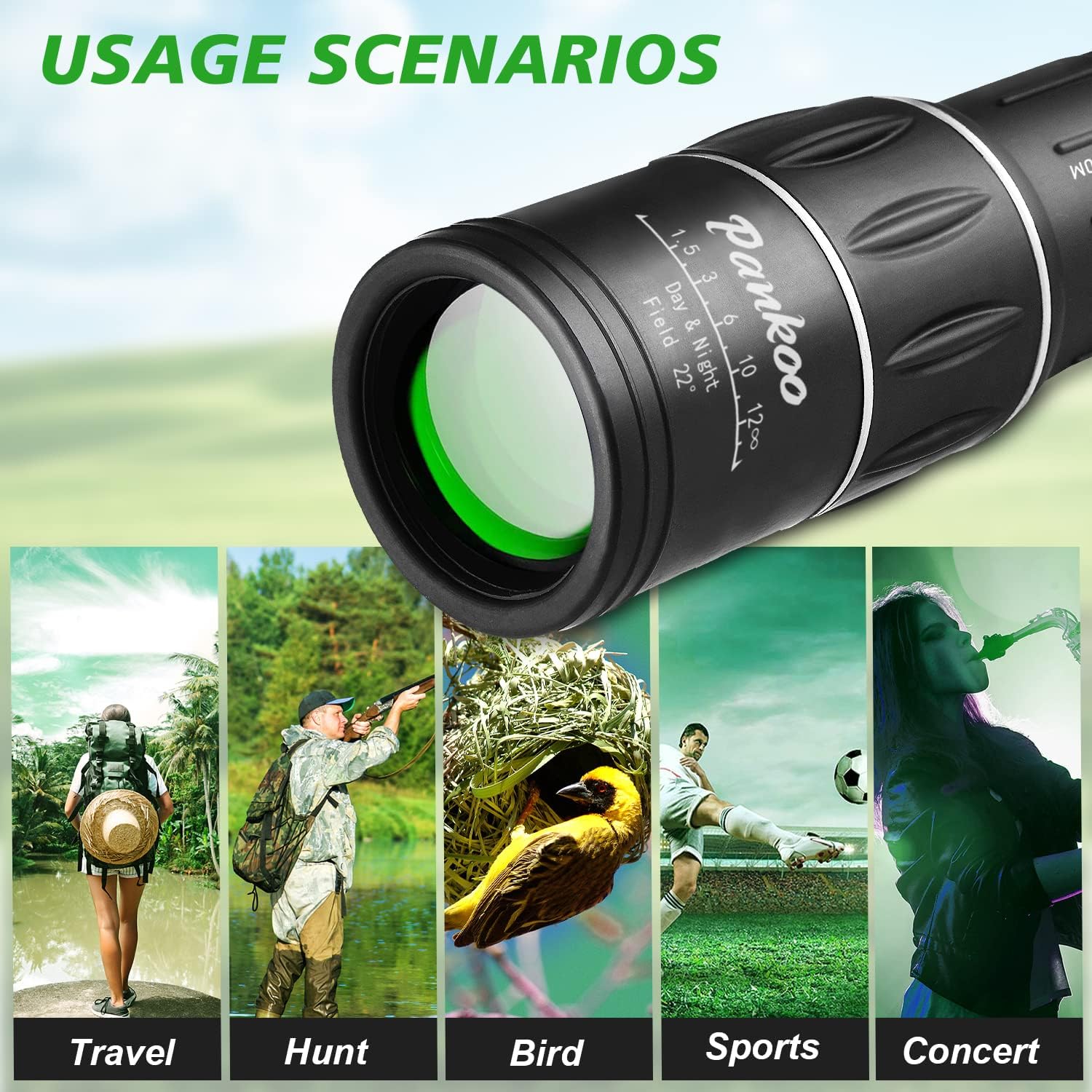 16X52 Monocular Telescope High Powered for Adults, 2023 Power Prism Compact Monoculars for Adults,HD Monocular Scope for Gifts, Outdoor Activity,Bird Watching,Hiking,Concert,Travelling - Image 6