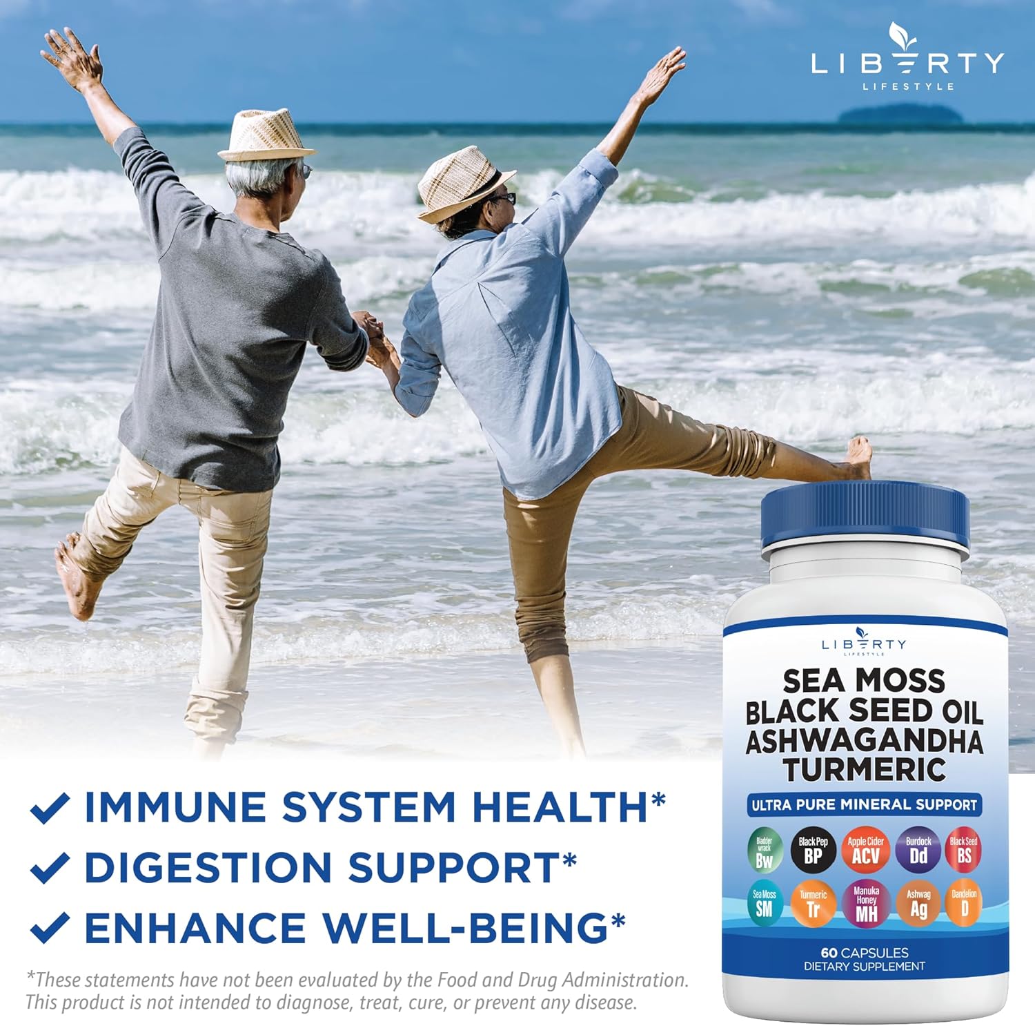 Sea Moss Black Seed Oil Ashwagandha Turmeric Bladderwrack Burdock - with Manuka, Honey Dandelion, ACV Black Pepper Gluten Free - 1-Pack - Image 6