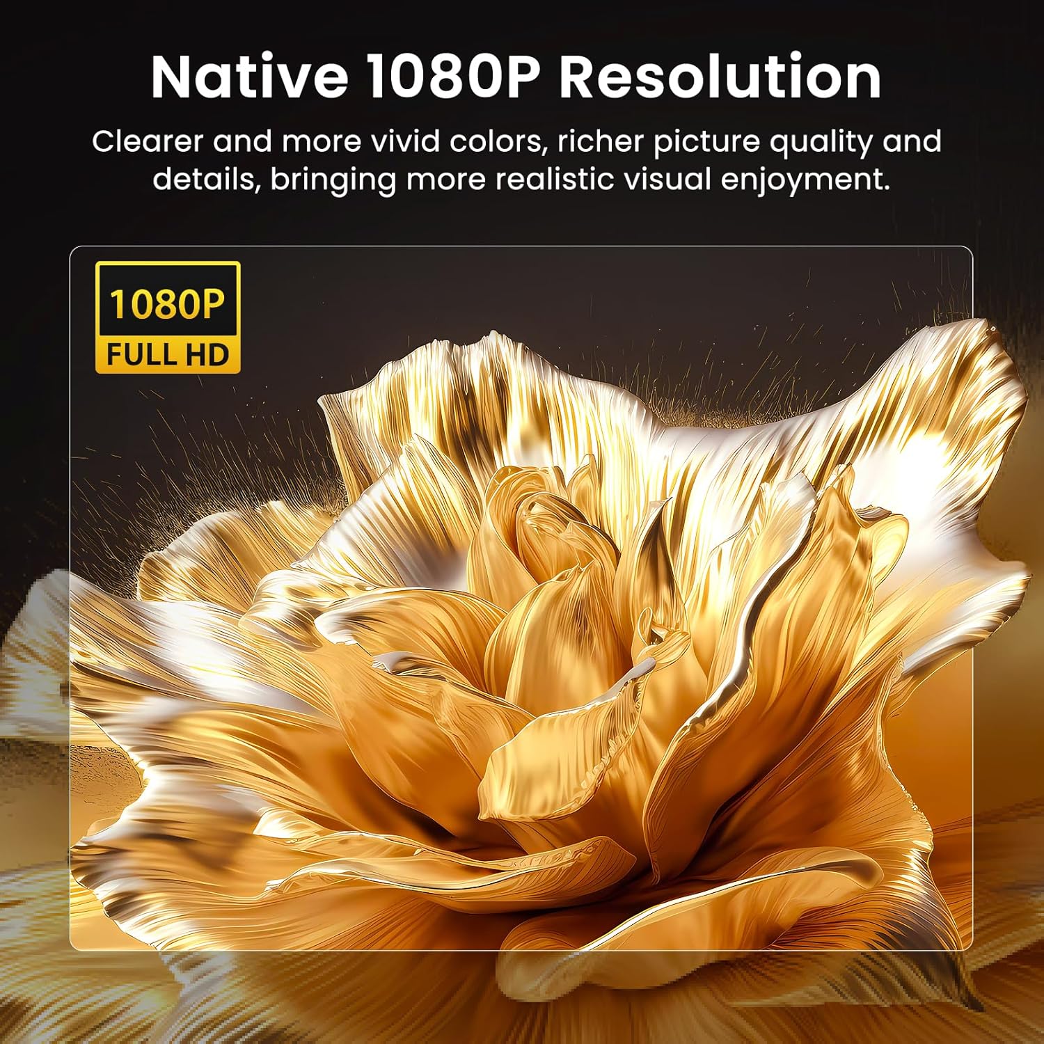 HAPPRUN Native 1080P Bluetooth Projector, Full HD Portable Outdoor Movie Projector with Built-in Speaker, Compatible with Smartphone, HDMI, USB, AV, Fire Stick, PS5 for Home, Bedroom, Outdoor Use - Image 3