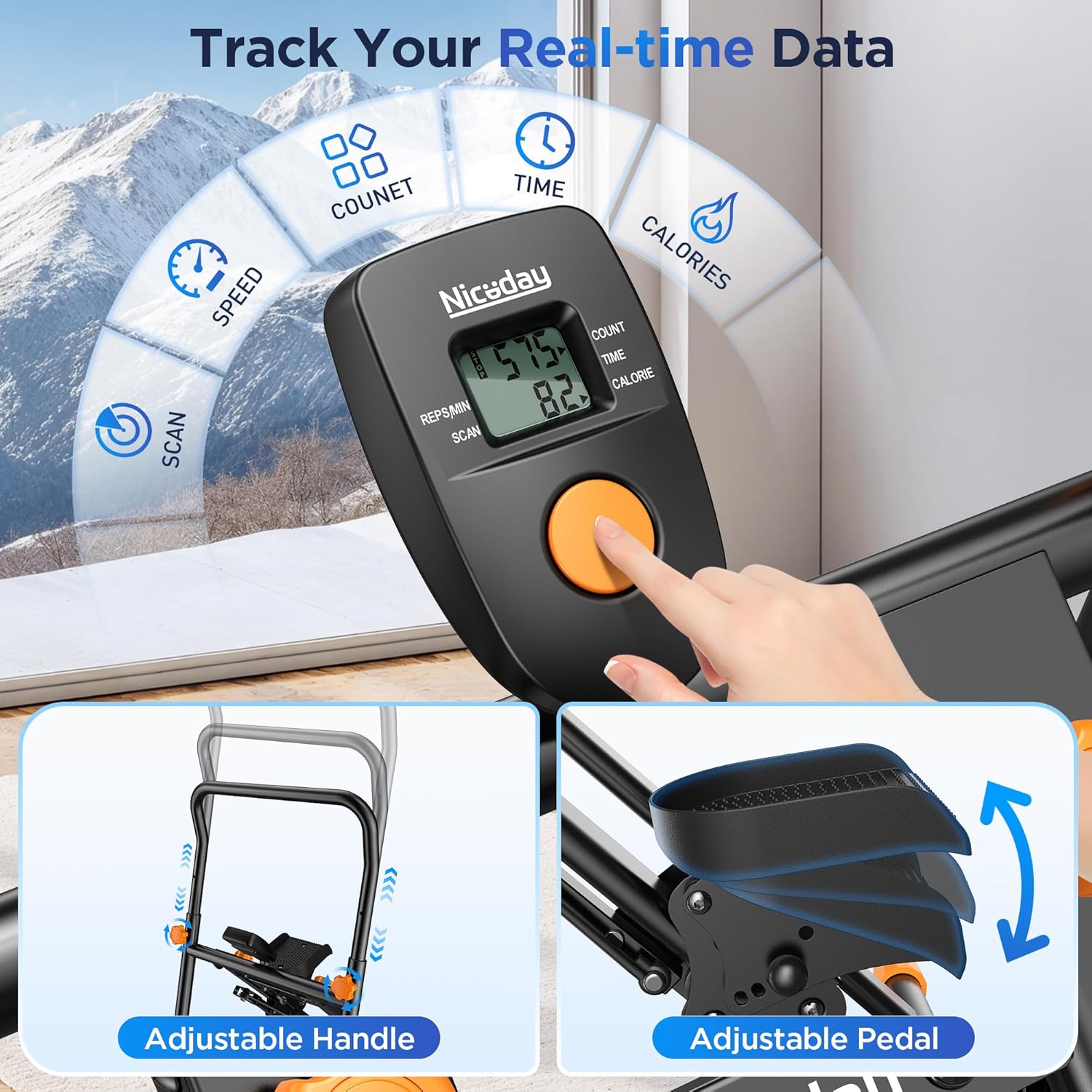 Niceday Stepper Machine for Home, Stair Climber with Extended 18IN Stride Length, Vertical Climber with Adjustable Handlebar & Pedals, Foldable Climber Workout Machine, 300LBS Loading Capacity - Image 8