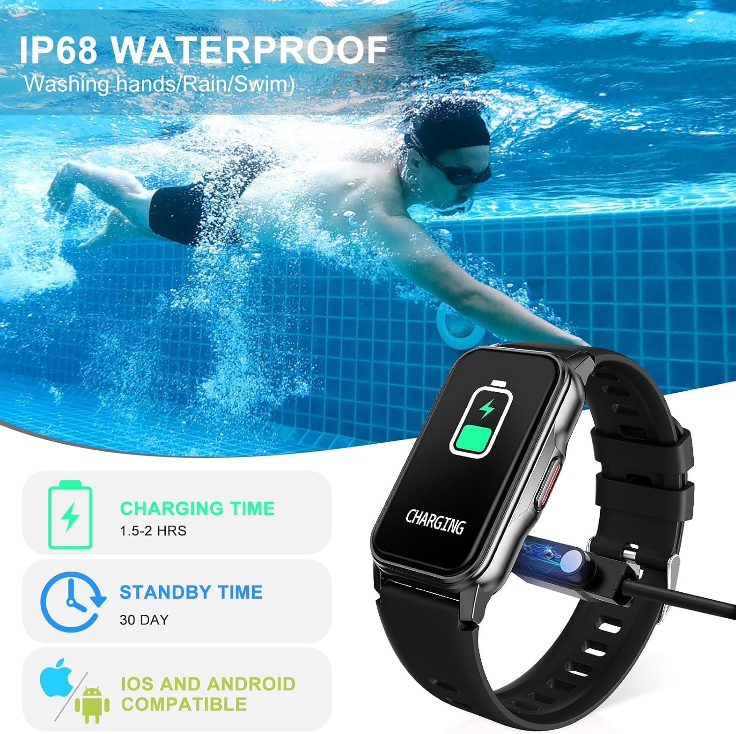 Fitness Tracker with 24/7 Heart Rate, Sleep Blood Oxygen Blood Pressure, 120+ Sports Modes Smart Watch, Step Calorie Counter Pedometer Health Activity Trackers IP68 Waterproof for Women Men - Image 8