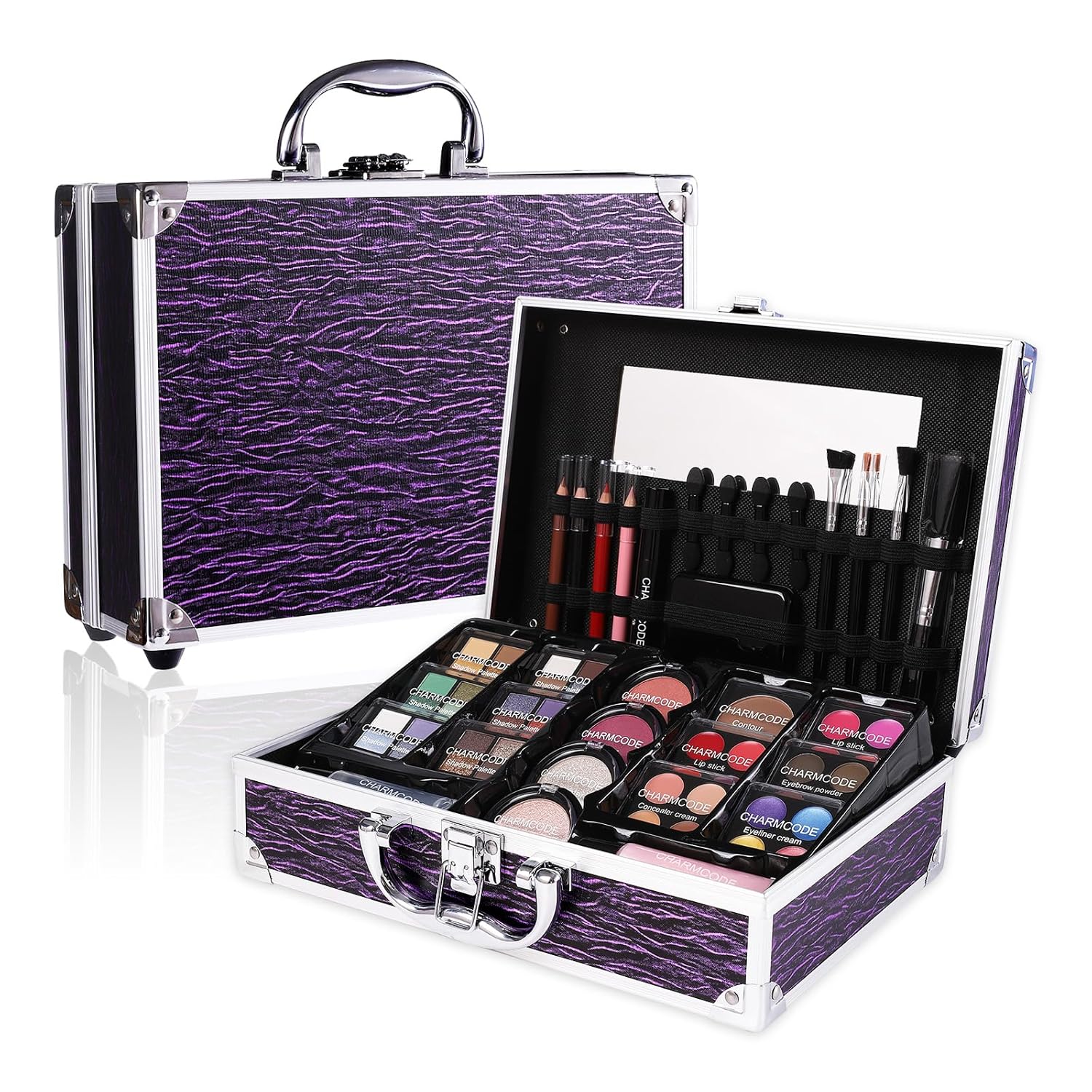 Makeup Kit for Teen Girls & Women Full Kit, Beauty Train Case with Starter Cosmetic Set, Make Up Valentine's Gift Box with Eyeshadow,Lipgloss,Highlighter,Blush,Lip&Eye Pencils,Brush & More(Purple) - Image 3