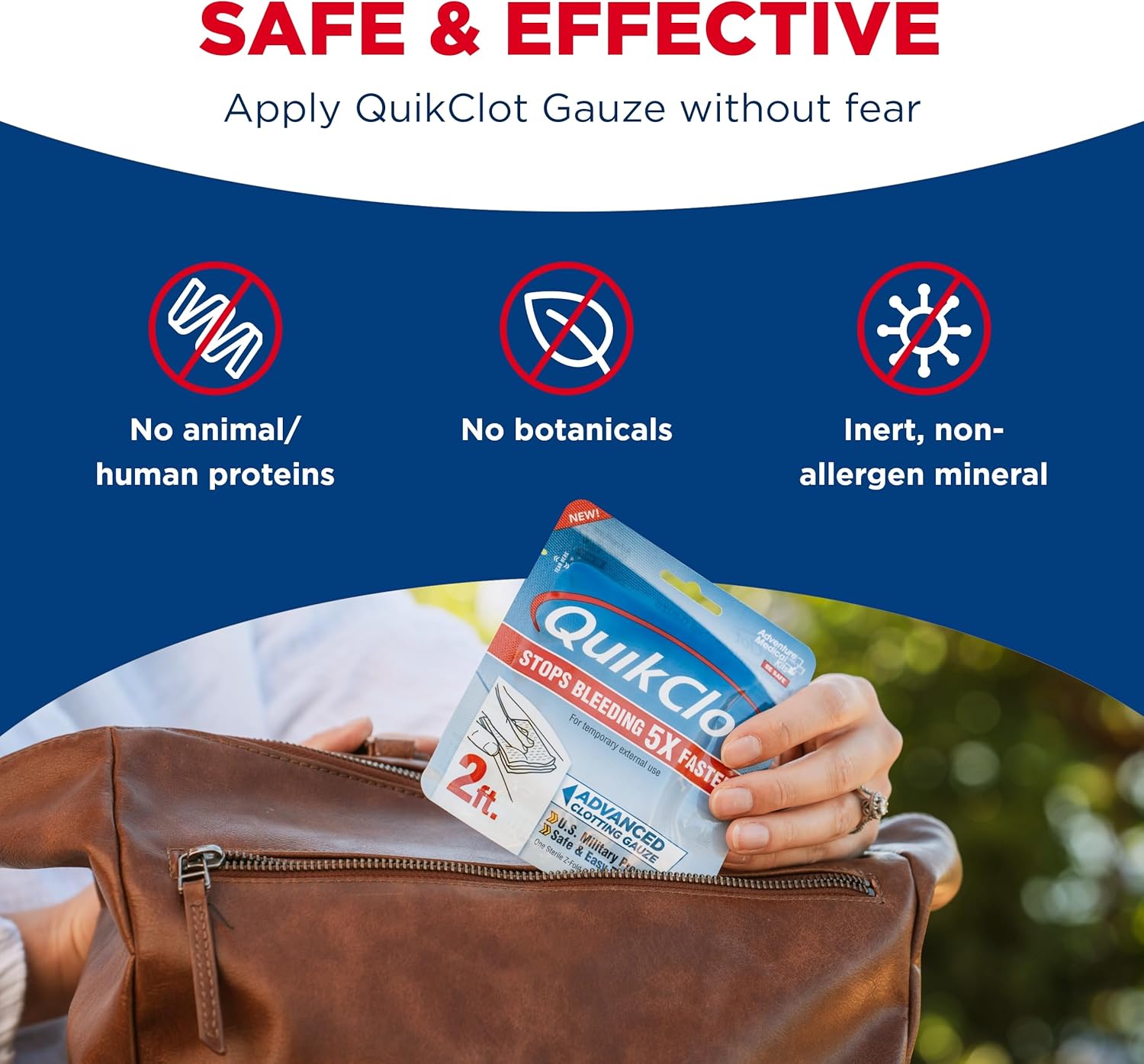 Adventure Medical Kits QuikClot Gauze - Gauze for Emergency Survival Kit, Doomsday Prepping Supplies & More - Stops Bleeding Fast with Kaolin - Flexible Hemostatic Medical Gauze - 3" x 24" - Image 4