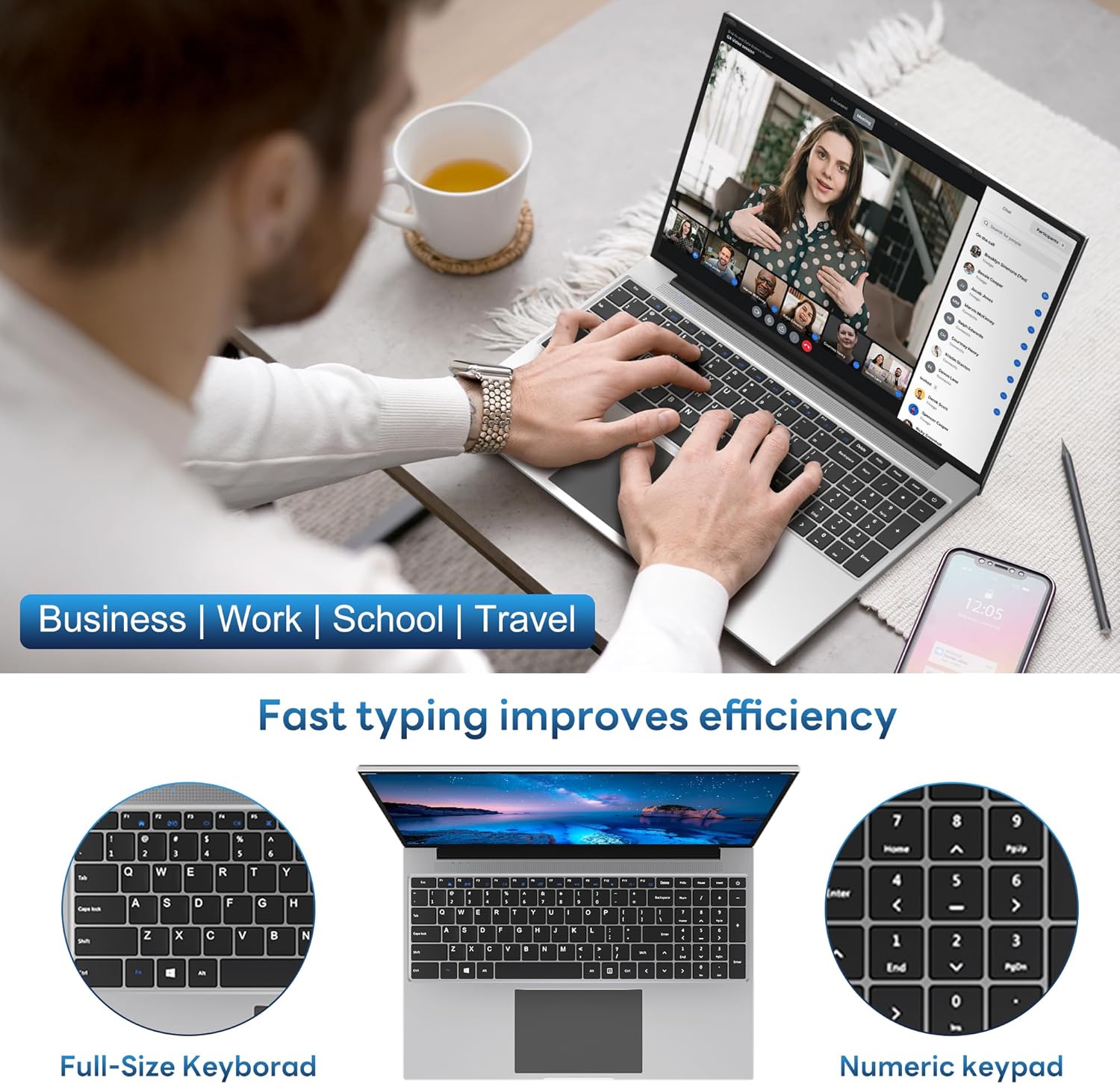 jumper Laptop Computer 16 Inch, Office 365, Laptops with 16GB RAM, 1152GB Storage, FHD IPS 1920x1200 Display, 12th N95 CPU(Up to 3.4GHz), 38WH Battery, 2 Speakers, Mini HDMI, 16:10. - Image 6