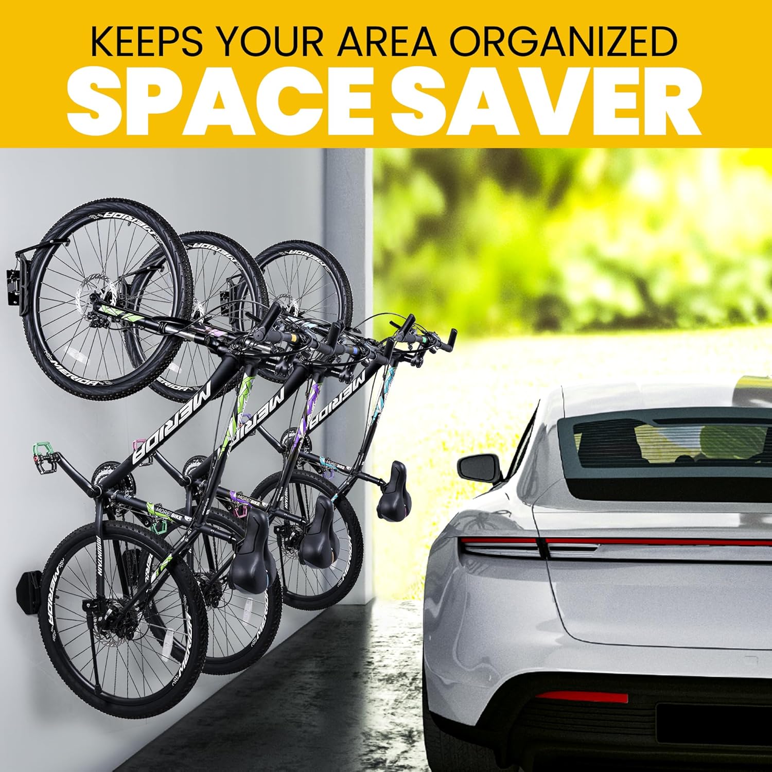 Swivel Bike Wall Mount | 4 Pack, Holds 66 LBS | Garage Bike Rack Wall Mount For Most Bikes | Space Saving Bike Rack For Garages, Apartments, Or Outdoors | Folding Bike Rack For Bikes Up To 66 LBS - Image 6