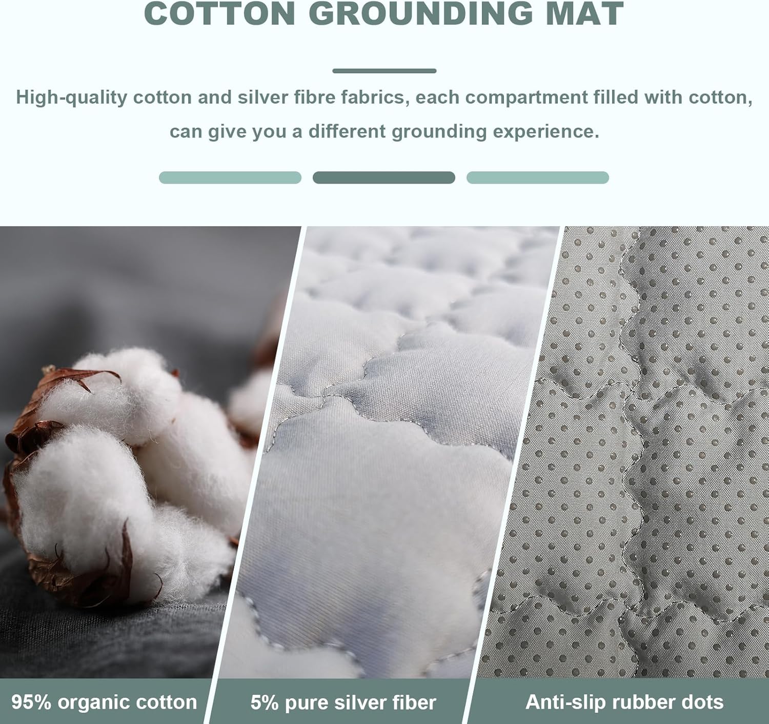 Grounding Mat Cotton Grounded Pad Silver Fiber Earth Connected Mat for Bed (24"x 36",Grey) Improves Sleep, Promotes Circulation - Image 3