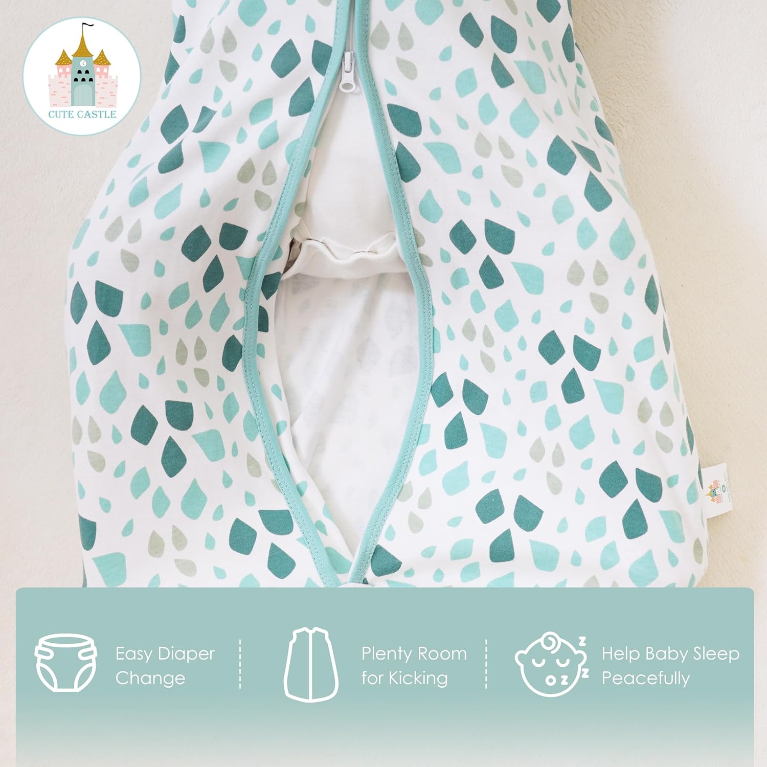 Cute Castle Baby Sleep Sack 0-6 Months - Lightweight 100% Cotton 2-Way Zipper TOG 0.5 Infant Wearable Blanket, Newborn Essentials Toddler Sleep Clothes (3 Pack Green) - Image 8