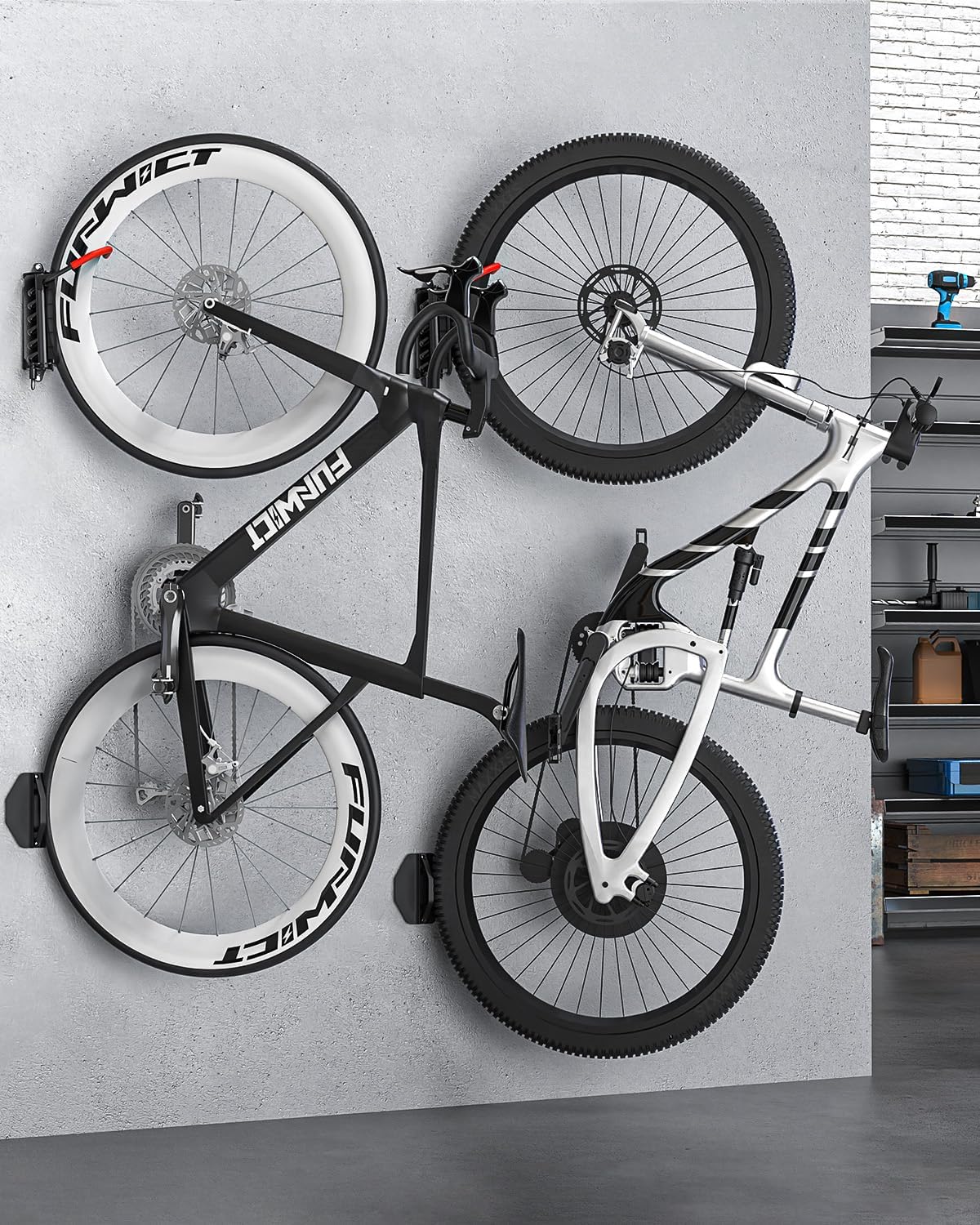 Swivel Bike Wall Mount Bike Rack Garage Organizer, Vertical Bike Hanger for Bicycle Rotating Wall Rack, Easy Installation with Wheel Hook (1 PACK) - Image 9