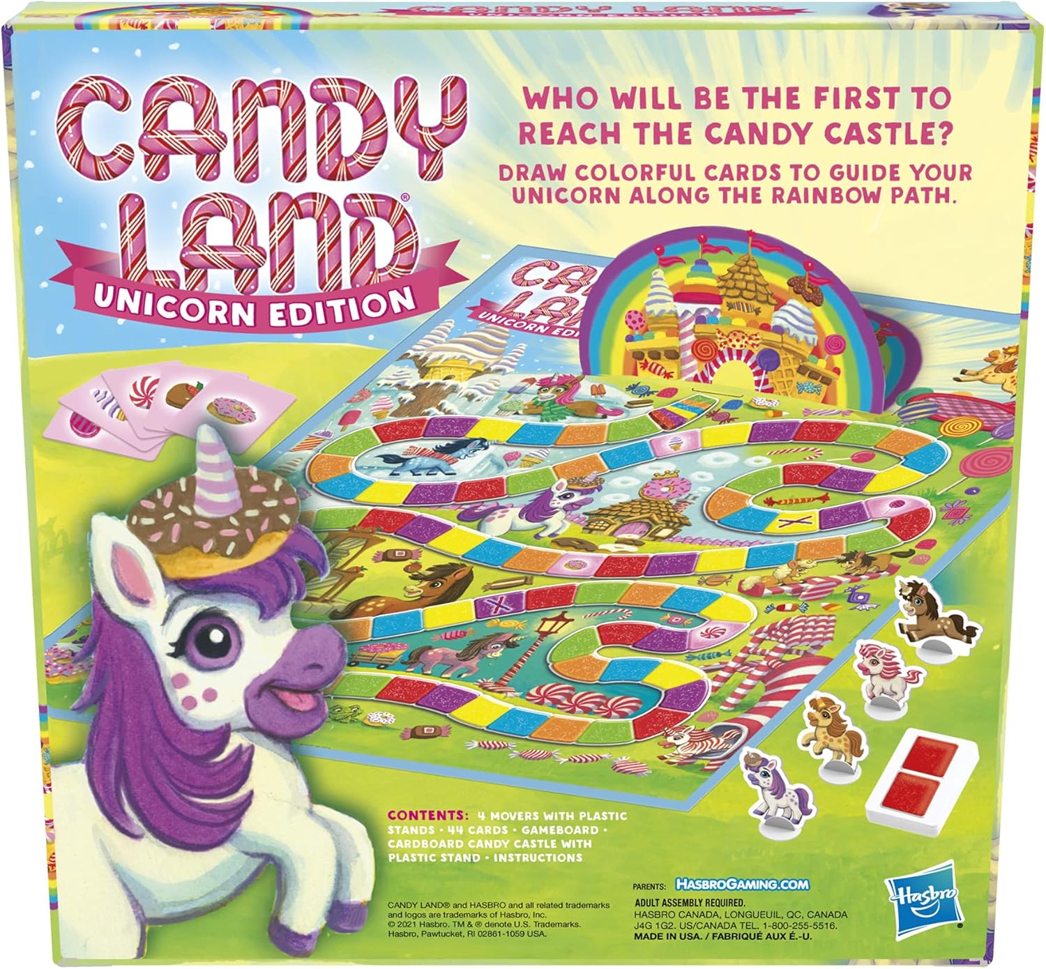 Hasbro Gaming Candy Land Unicorn Edition Preschool Board Game | Unicorn Games | Easter Gifts for Girls & Boys | 2-4 Players | Ages 3+ (Amazon Exclusive) - Image 3