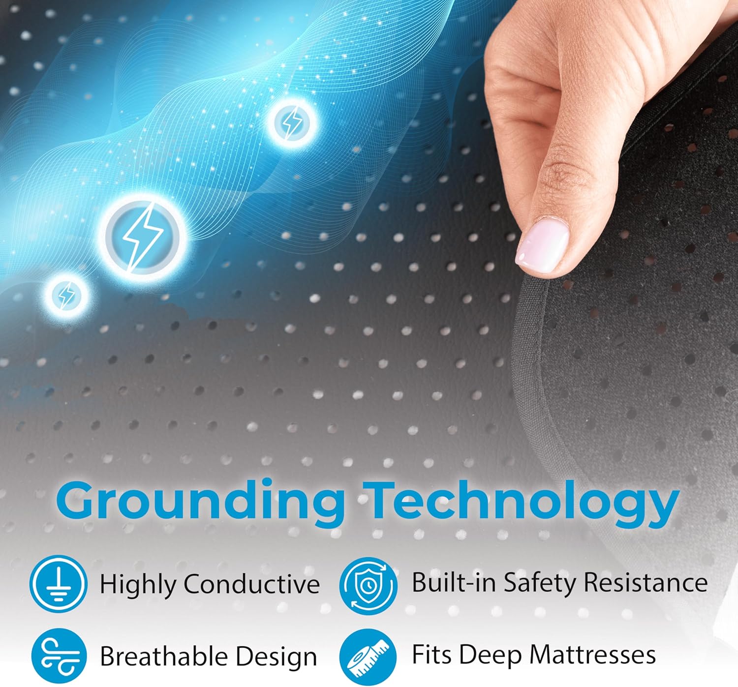 Earth Grounding Mat for Sleeping (54x74in), Full Body Grounding Mattress Cover for Stress and Inflammation, Fits Queen Size Bed, Includes 15 Feet Cord and Outlet Tester - Image 3