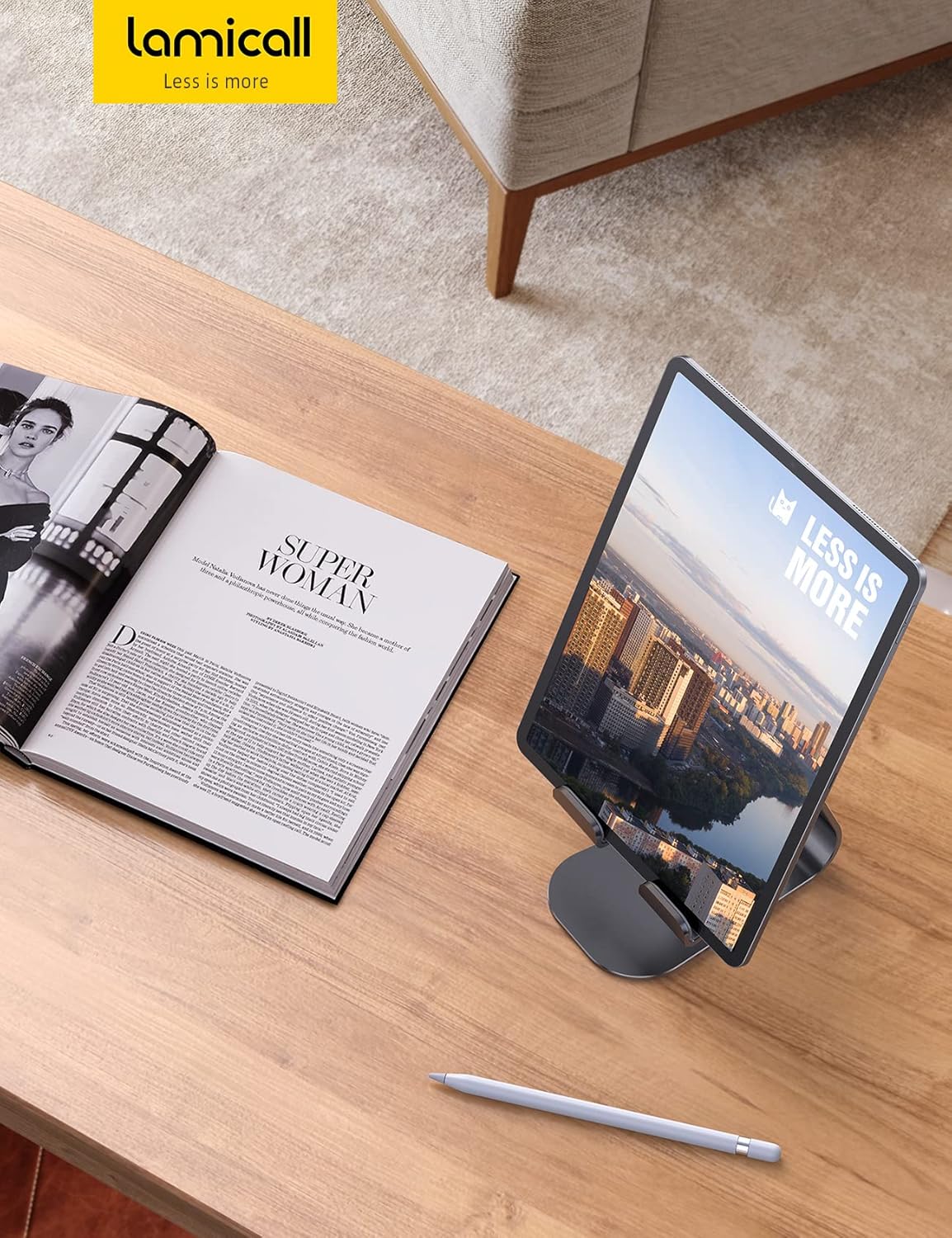 Lamicall Tablet Stand Adjustable, Tablet Holder : Desktop Tablet Accessories Holder Dock Compatible with 4-13" Tablet Such as iPad Pro 11, 9.7, 10.5, Air Mini 2 3 4, Kindle, Nexus, E-Reader, Black - Image 8