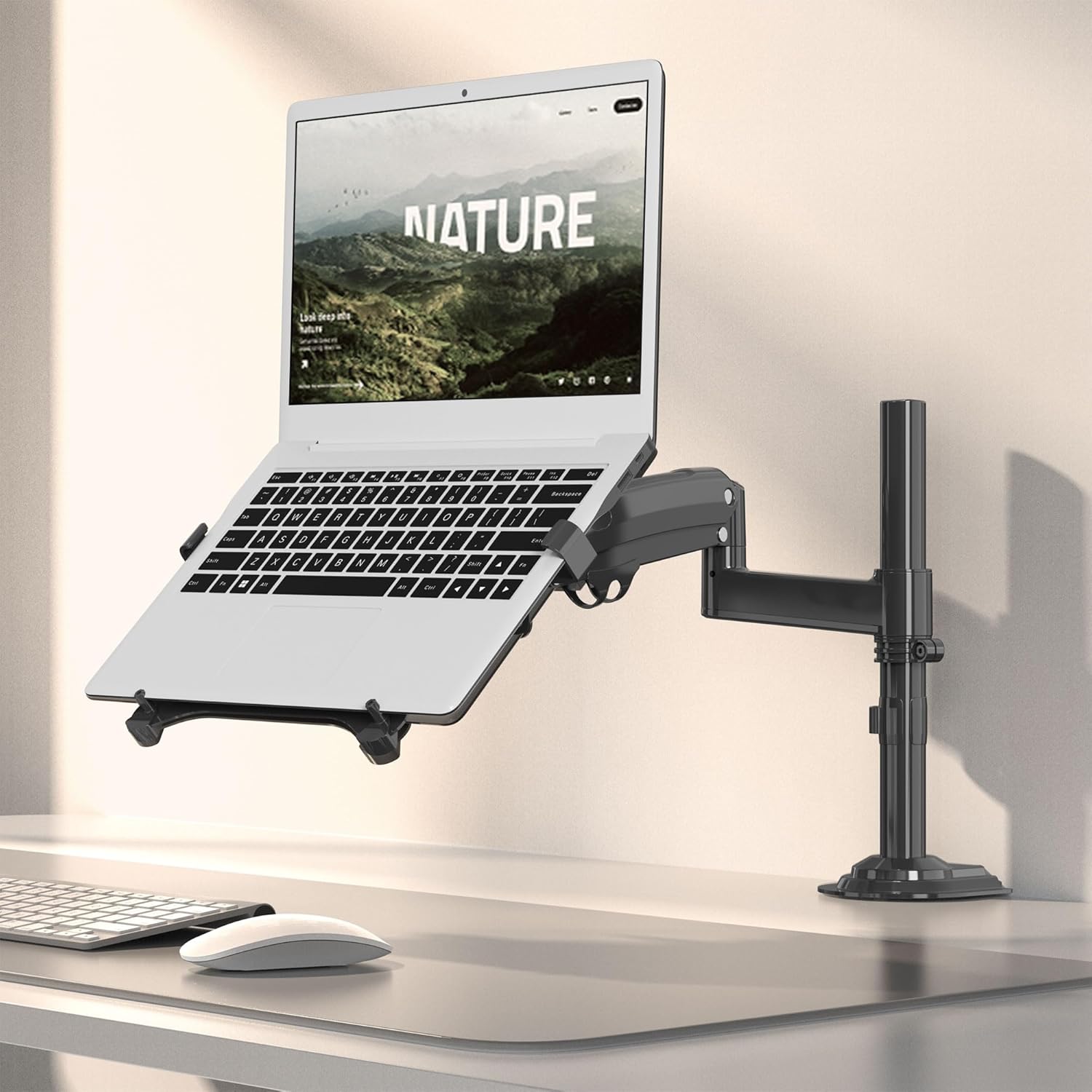 NB North Bayou Laptop Mount with Adjustable Tray for 10-17” Notebook, Full Motion Arm with VESA Plate for 17-30” Monitor (Within 4.4~19.8lbs),Clamp-on Grommet Mounting H100-FP - Image 5