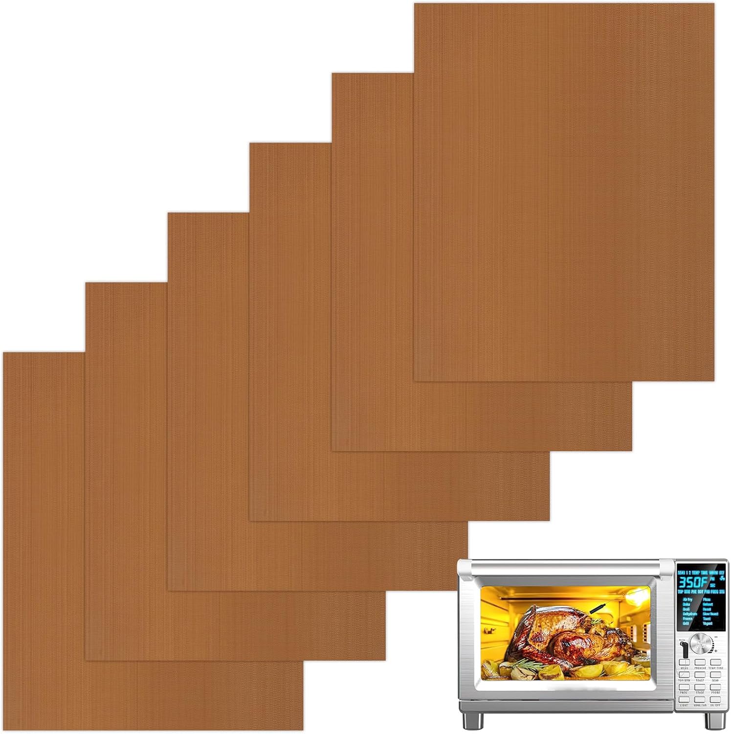 6 Pack Air Fryer Liners for Nuwave Bravo Air Fryer Toaster Smart Oven, Nuwave Bravo xl Pro Accessories Baking MatLiners Reusable Compatible with Nuwave 30-QT XL Capacity Countertop Convection Oven - Image 2