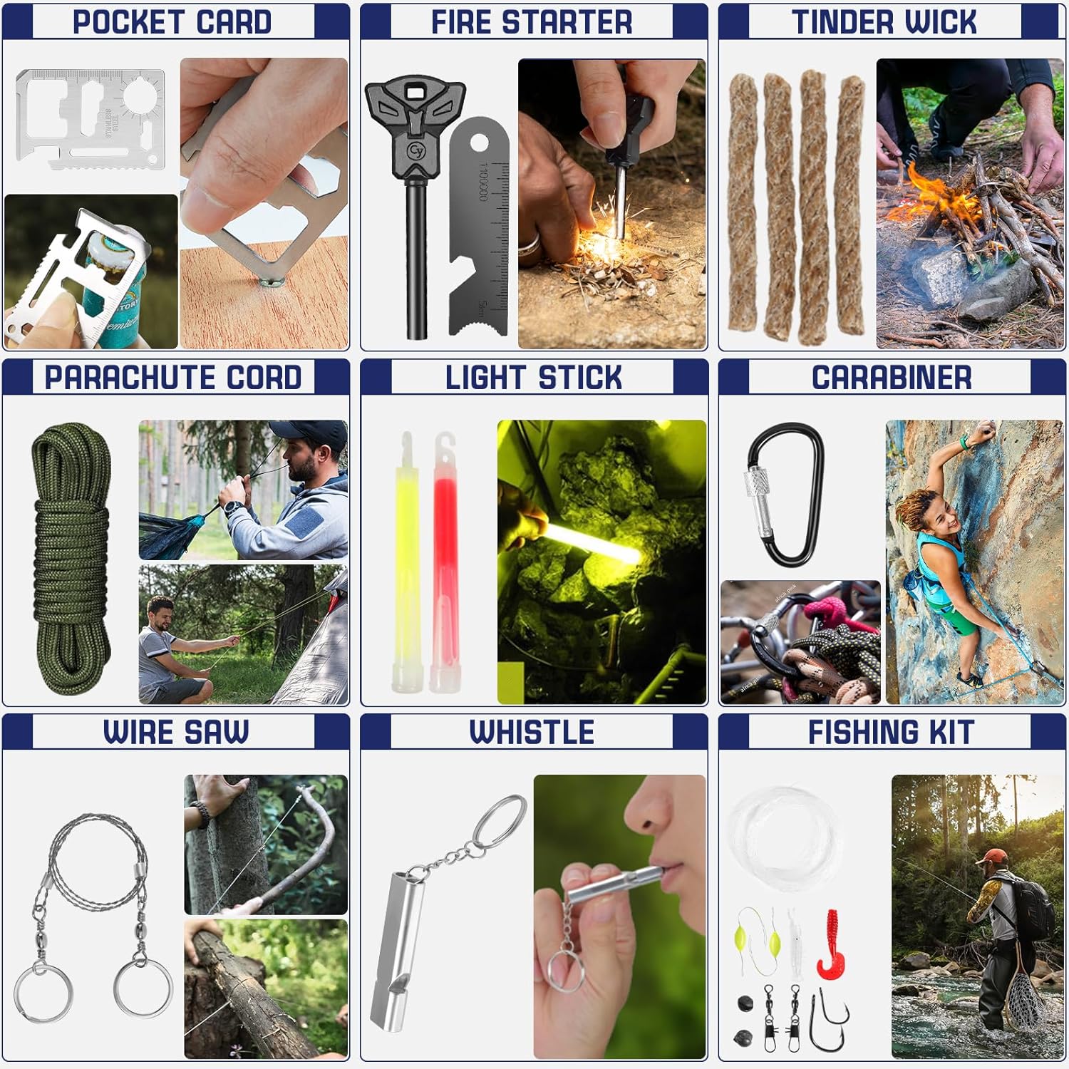 Survival Kits, 149Pcs Survival Gear First Aid Kit IFAK with Molle System Essential Camping Gear Emergency Medical Supplies for Car Fishing Hunting Outdoor Adventure - Image 6