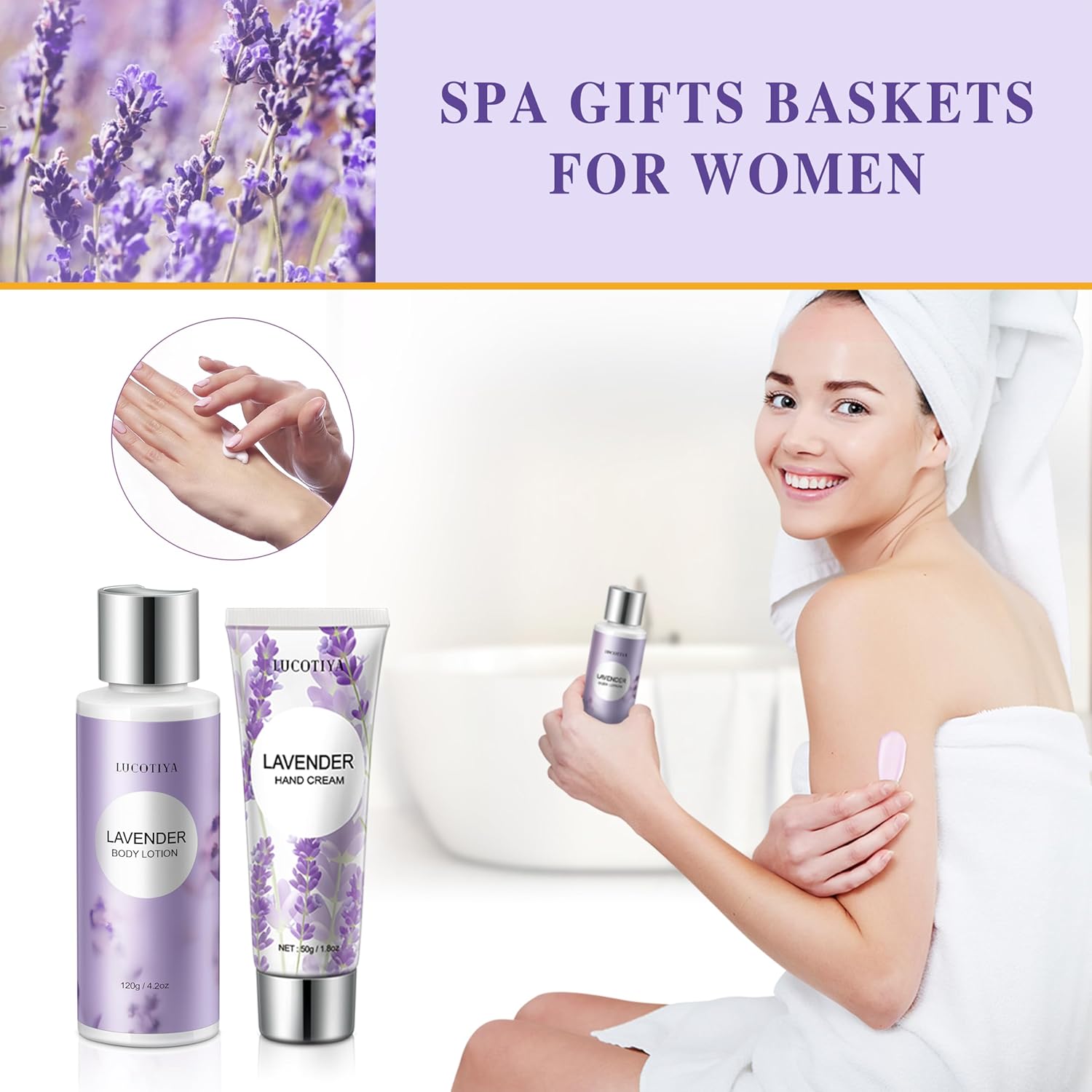 Gifts for Women, Birthday Gifts Spa Gifts Baskets for Women Bubble Bath and Body Gifts Set Lavender Gifts for Mom Her Female Sister Mother Teacher Wine Tumbler Purple - Image 4