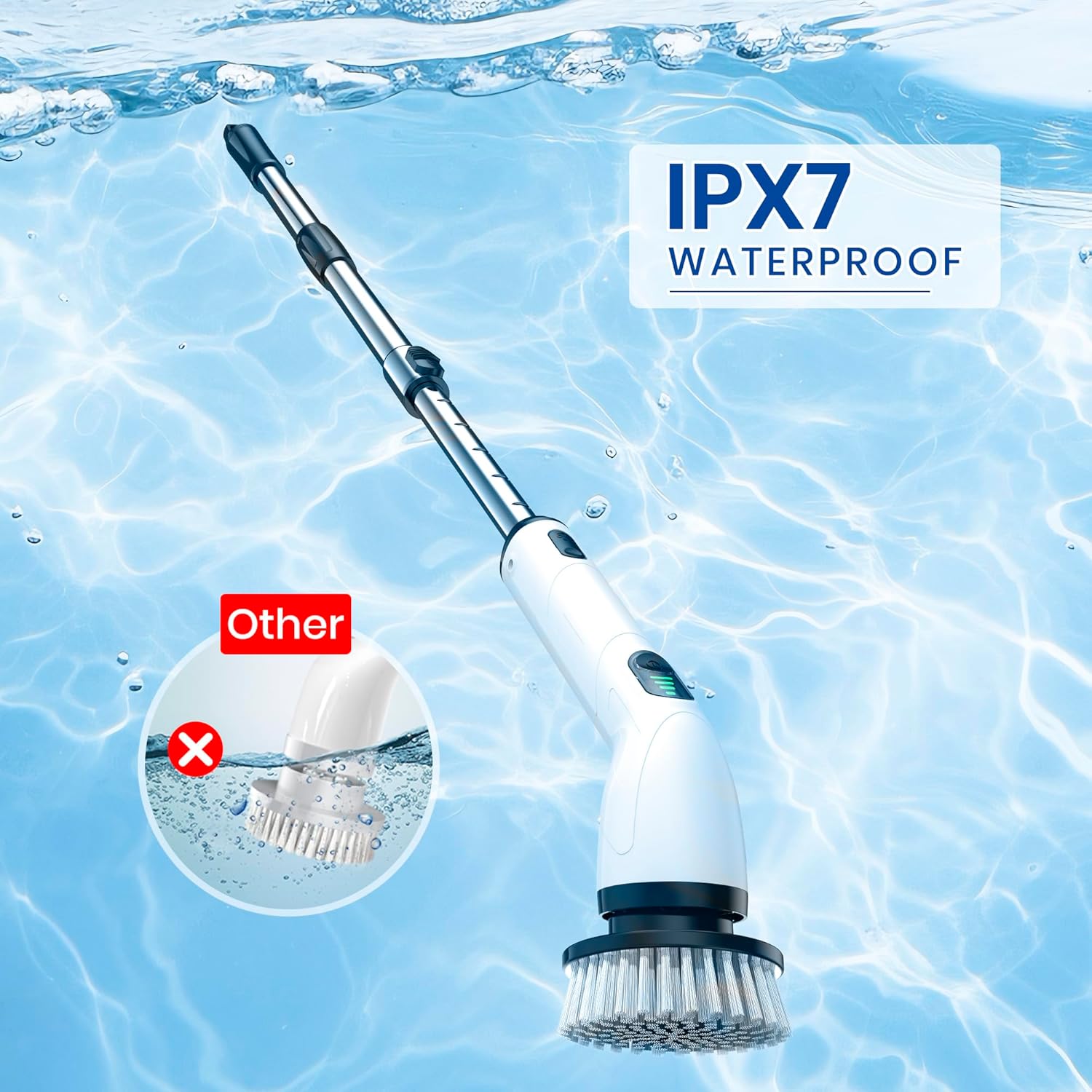 Electric Spin Scrubber, New Cordless Shower Cleaning Brush with Replaceable Brush Heads, Adjustable Speeds, and Adjustable Extension Handle for Bathroom Floor and Tile - Image 4