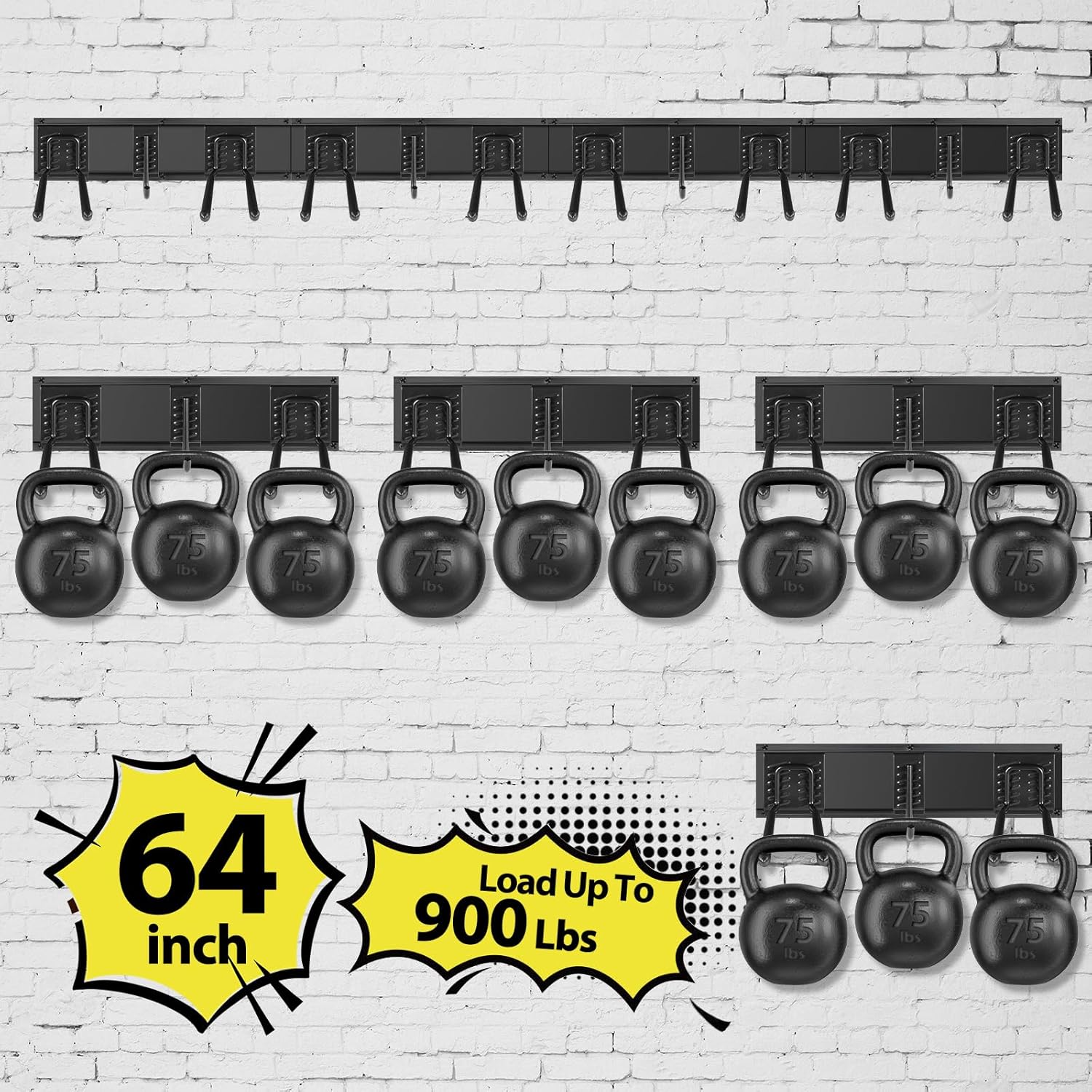 Garage Tool Organizer Wall Mounted, 64 Inches Adjustable Garden Tool Organizer Rack, 20 Pcs Heavy Duty Yard Tool Organizer Hold Up to 900lbs - Image 4