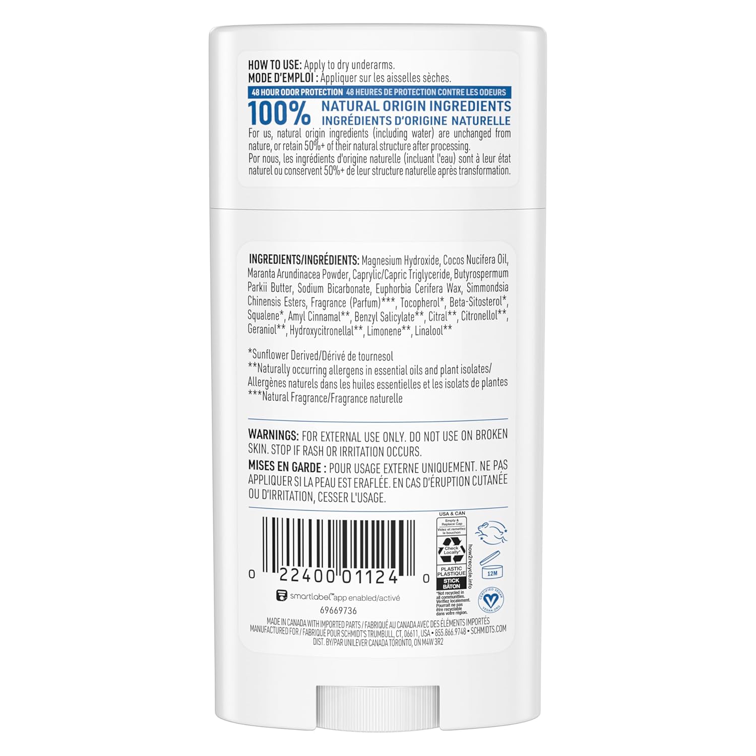 Schmidt's Aluminum-Free Vegan Deodorant Fresh Rain & Birch with 24 Hour Odor Protection, 2 Count for Women and Men, Natural Ingredients, Cruelty-Free, 2.65 oz - Image 3