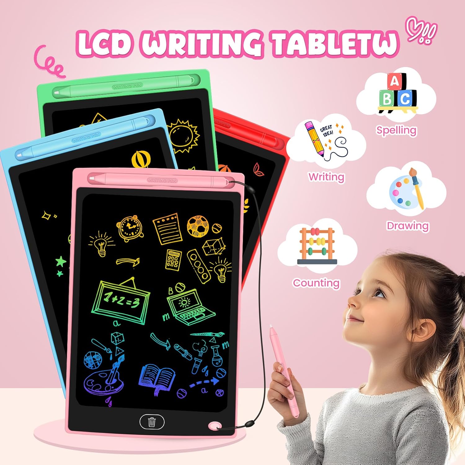 20 Pack LCD Writing Tablet for Kids - Erasable and Reusable Toddler Doodle Board in 8.5 inch, Ideal Drawing Pad for Learning Toy for Ages 3-8, Gift for Girls Boys (20 Pack) - Image 3
